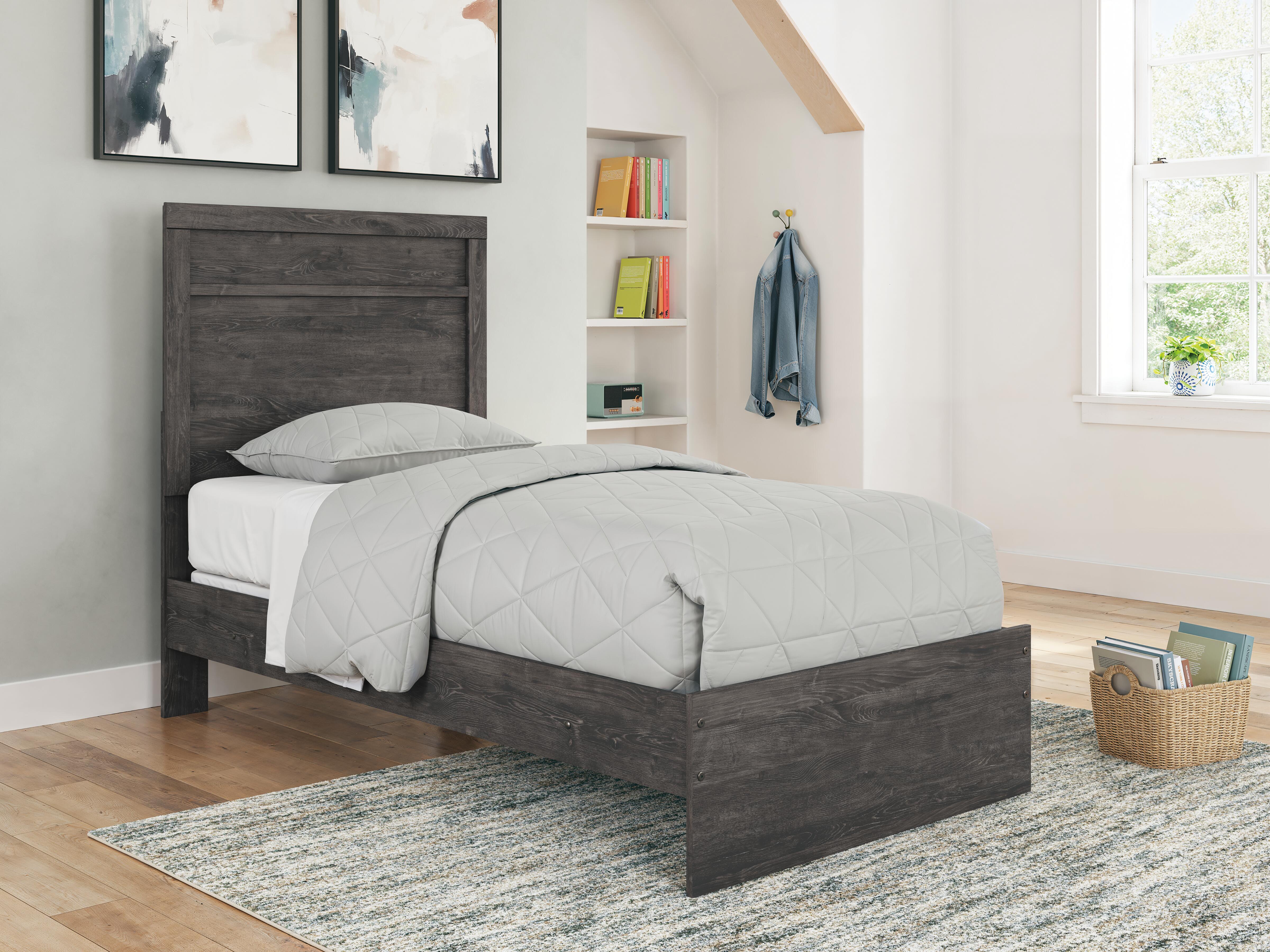 Belachime Twin Panel Bed, Charcoal, rollover