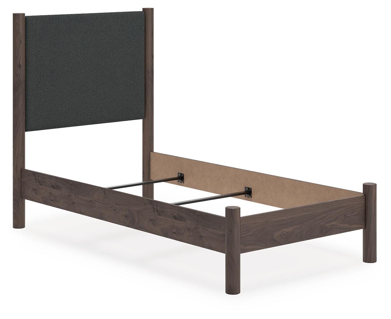 Cadmori Twin Upholstered Panel Bed, Brown, rollover