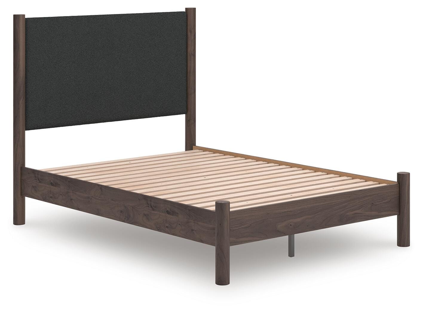 Cadmori Full Upholstered Panel Platform Bed, Brown, rollover