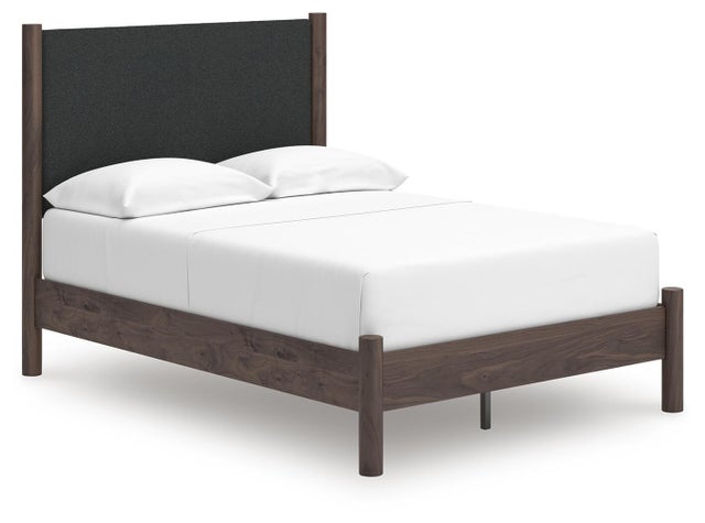 Cadmori Full Upholstered Panel Platform Bed with Roll Slats