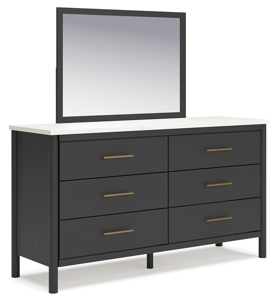 Cama con panel Queen, cómoda, espejo y mesita de noche Cadmori - image 17