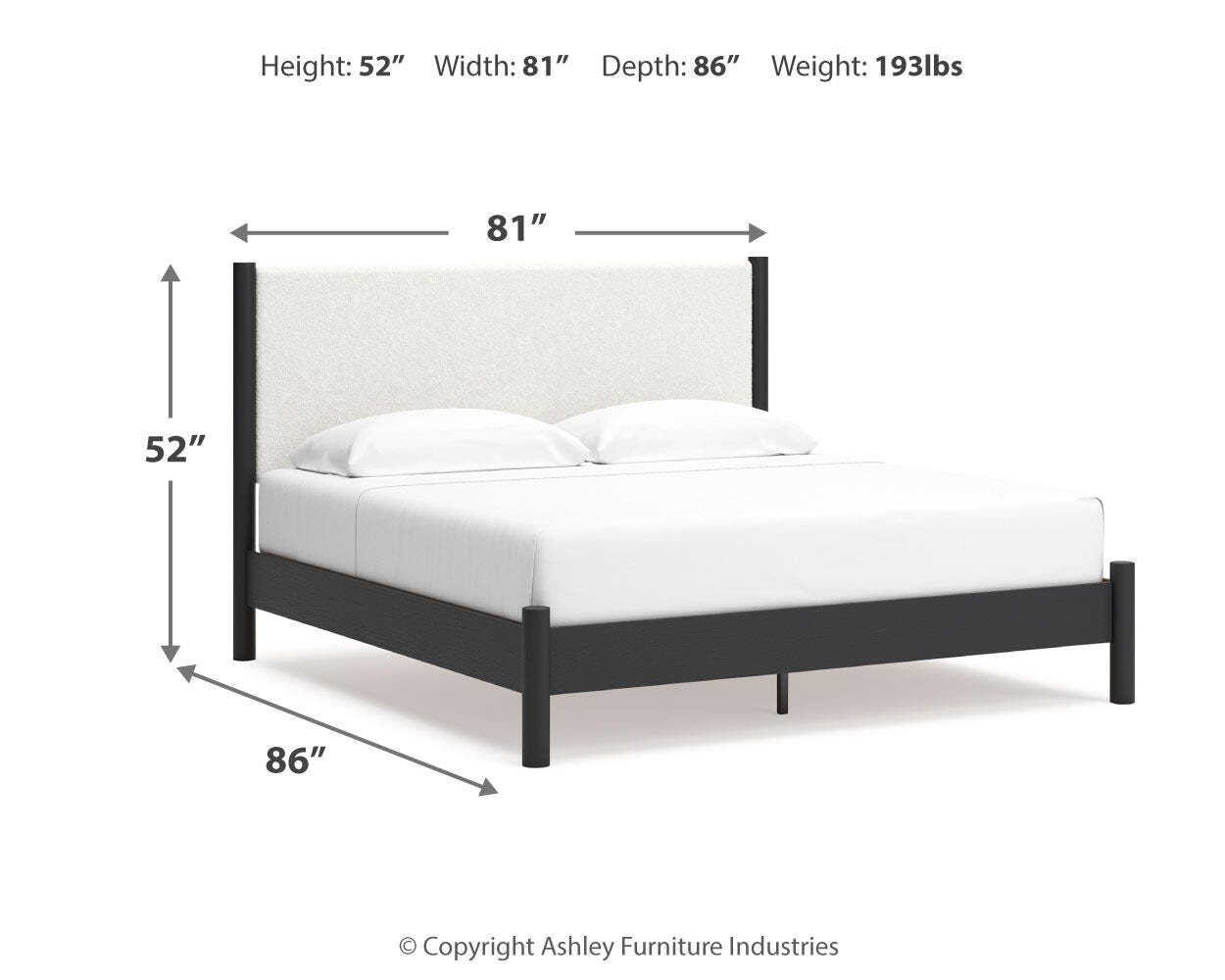Cadmori King Cama de panel tapizada, cómoda y espejo - image 16