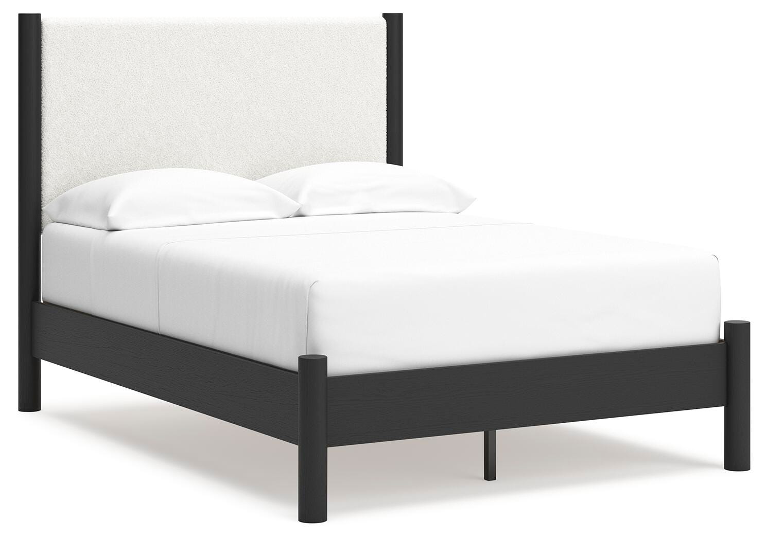 Cadmori Full Upholstered Panel Bed, Black/White, large