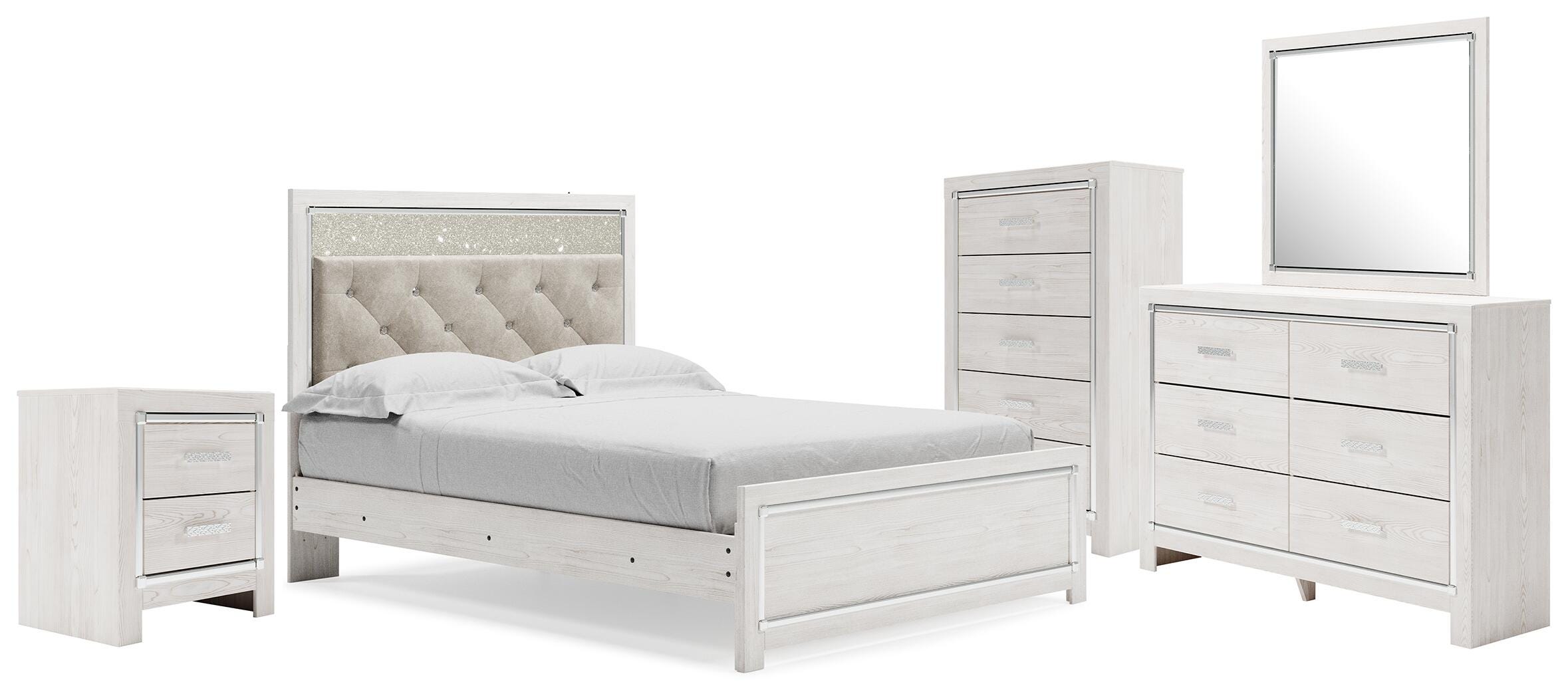 Altyra Queen Upholstered Panel Bed, Dresser, Mirror, Chest and Nightstand - image 1