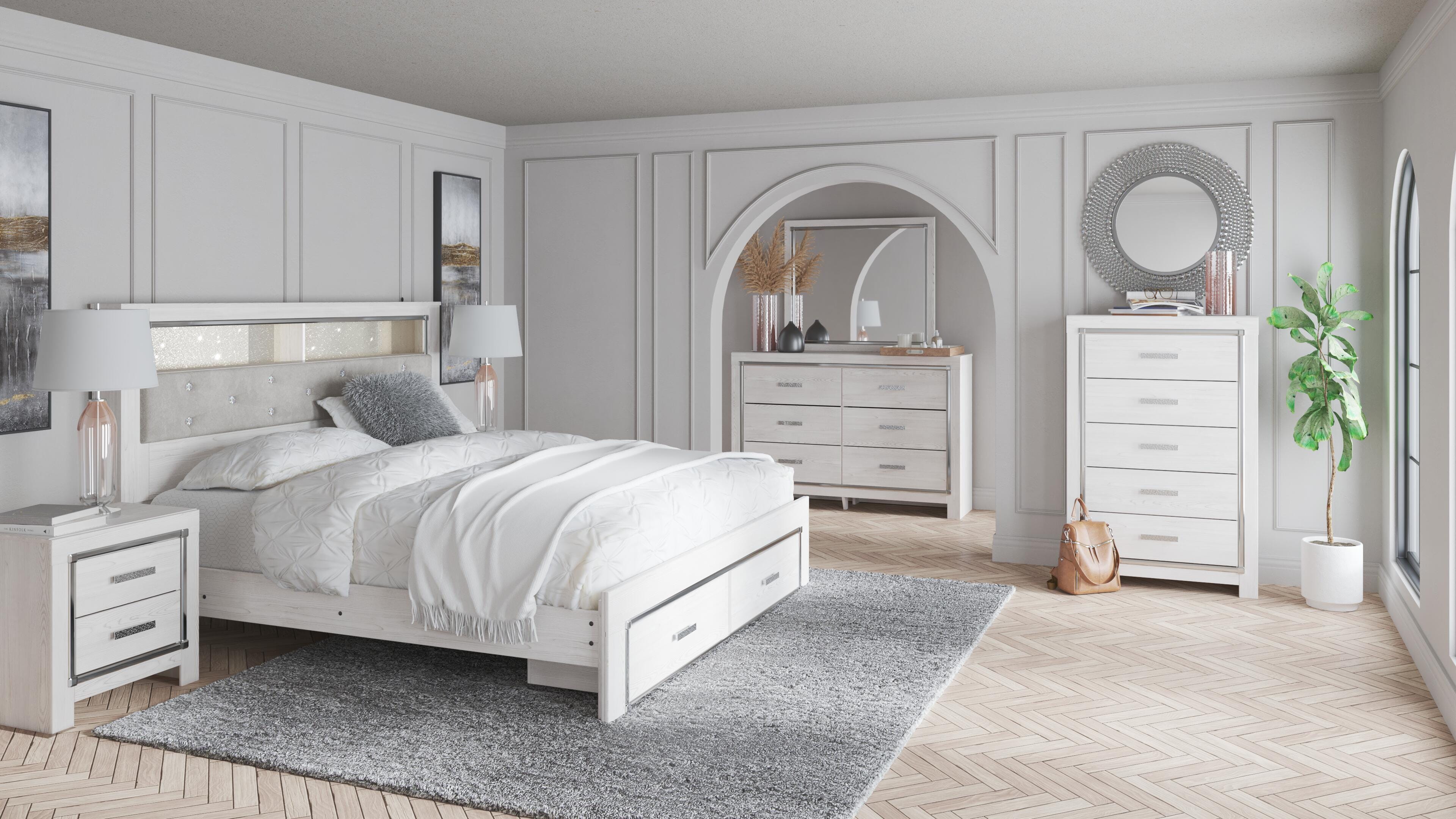 Altyra King Upholstered Bookcase Bed with Storage - image 9