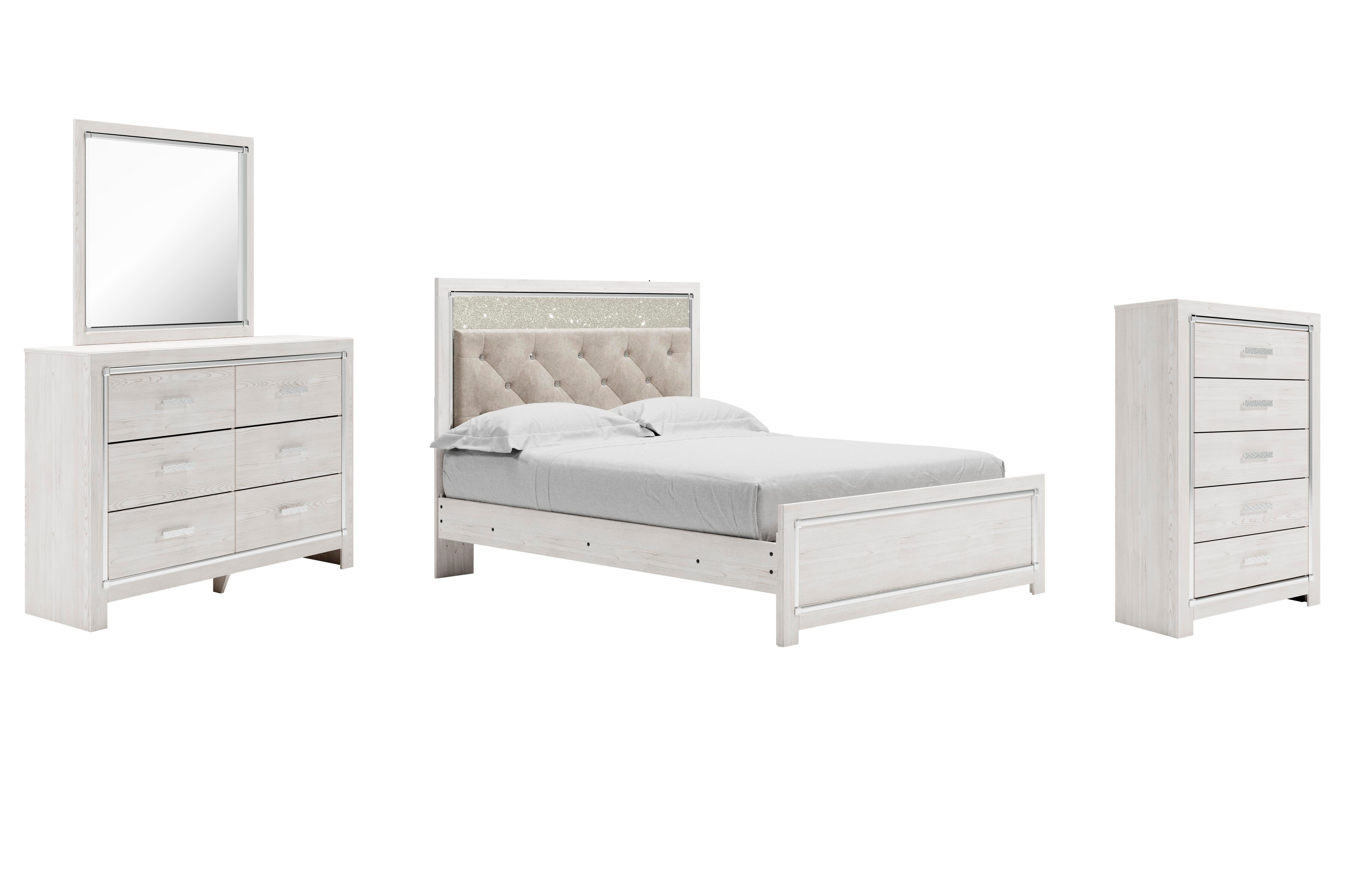 Cama tapizada con paneles Altyra Queen, cómoda, espejo y sinfonier - image 2