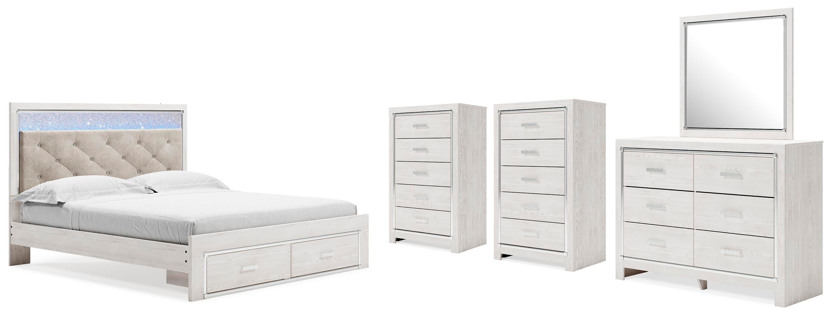 Cama con almacenaje Altyra King, cómoda, espejo y 2 chifoniers - image 1