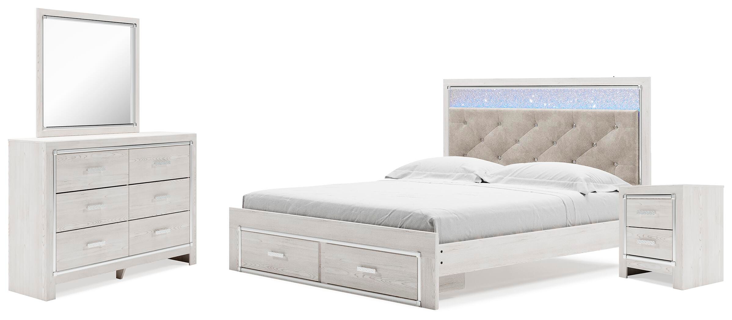 Altyra King Upholstered Panel Storage Bed, Dresser, Mirror and Nightstand - image 1