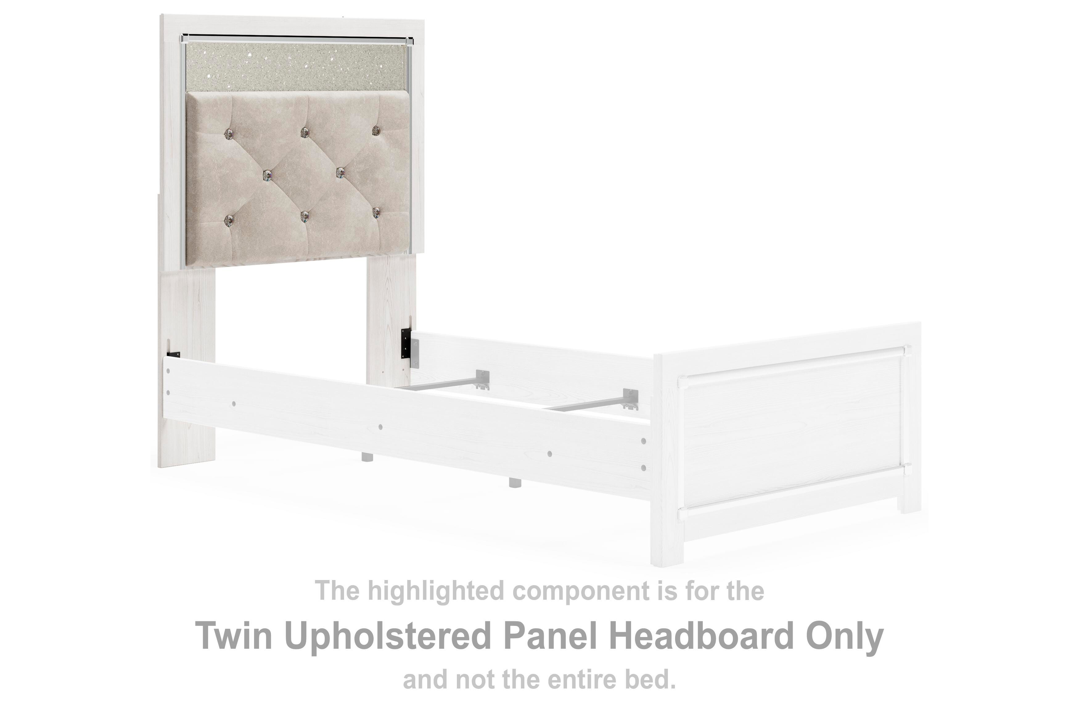 Altyra Twin Upholstered Panel Headboard, White, large