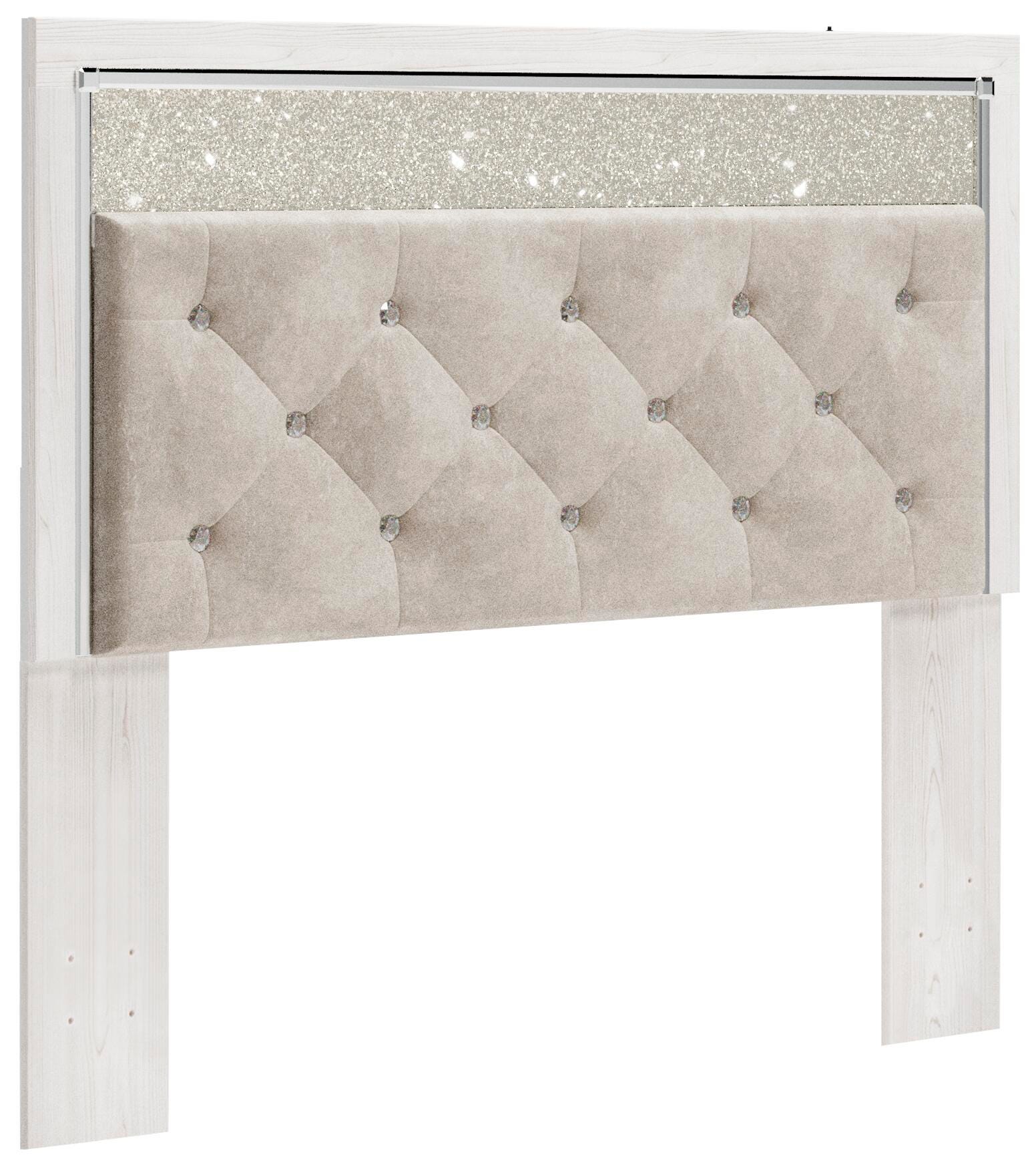 Altyra Queen Upholstered Panel Headboard, White, large