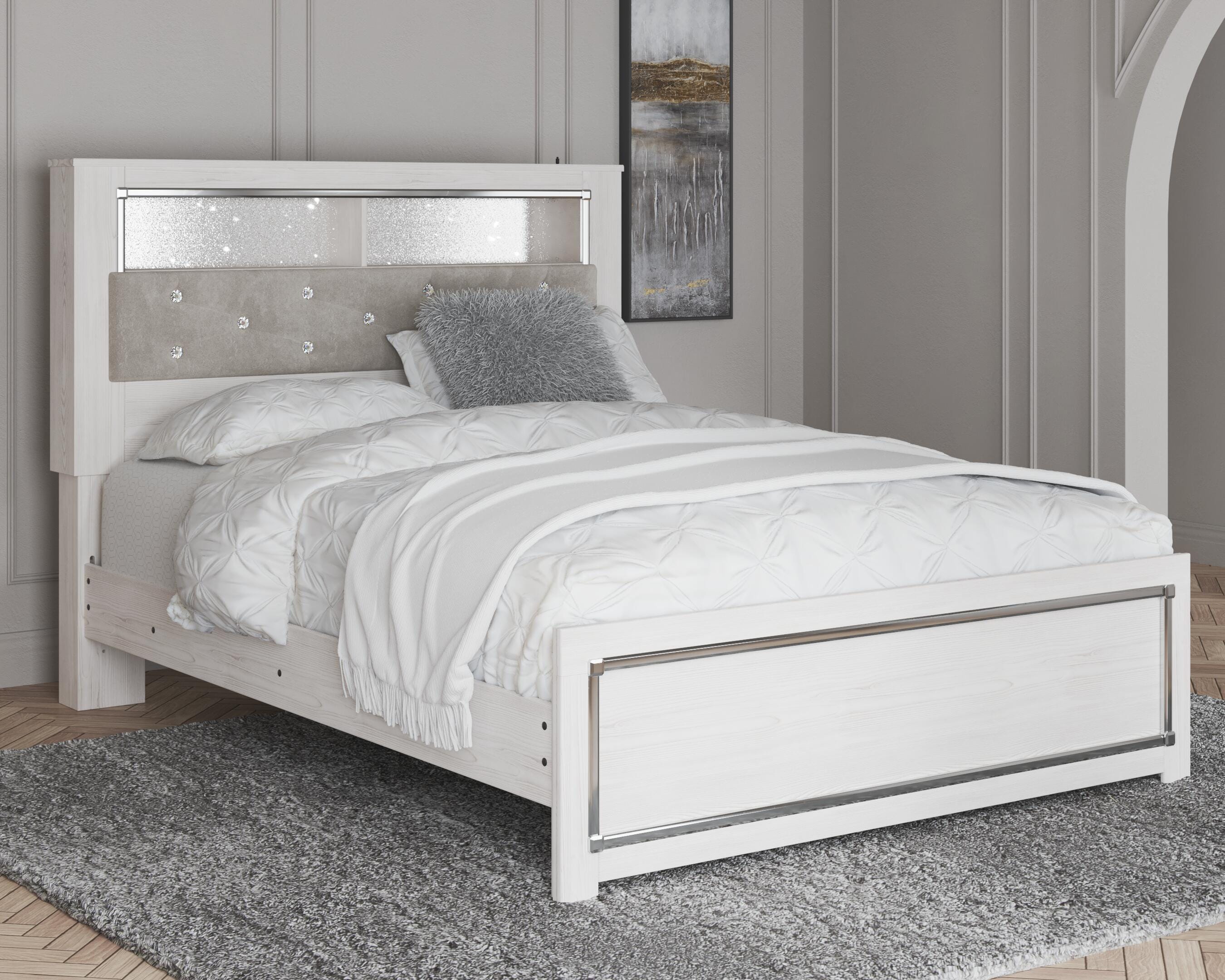 Cama con paneles tipo librero Queen Altyra, cómoda, espejo y arcón - image 28