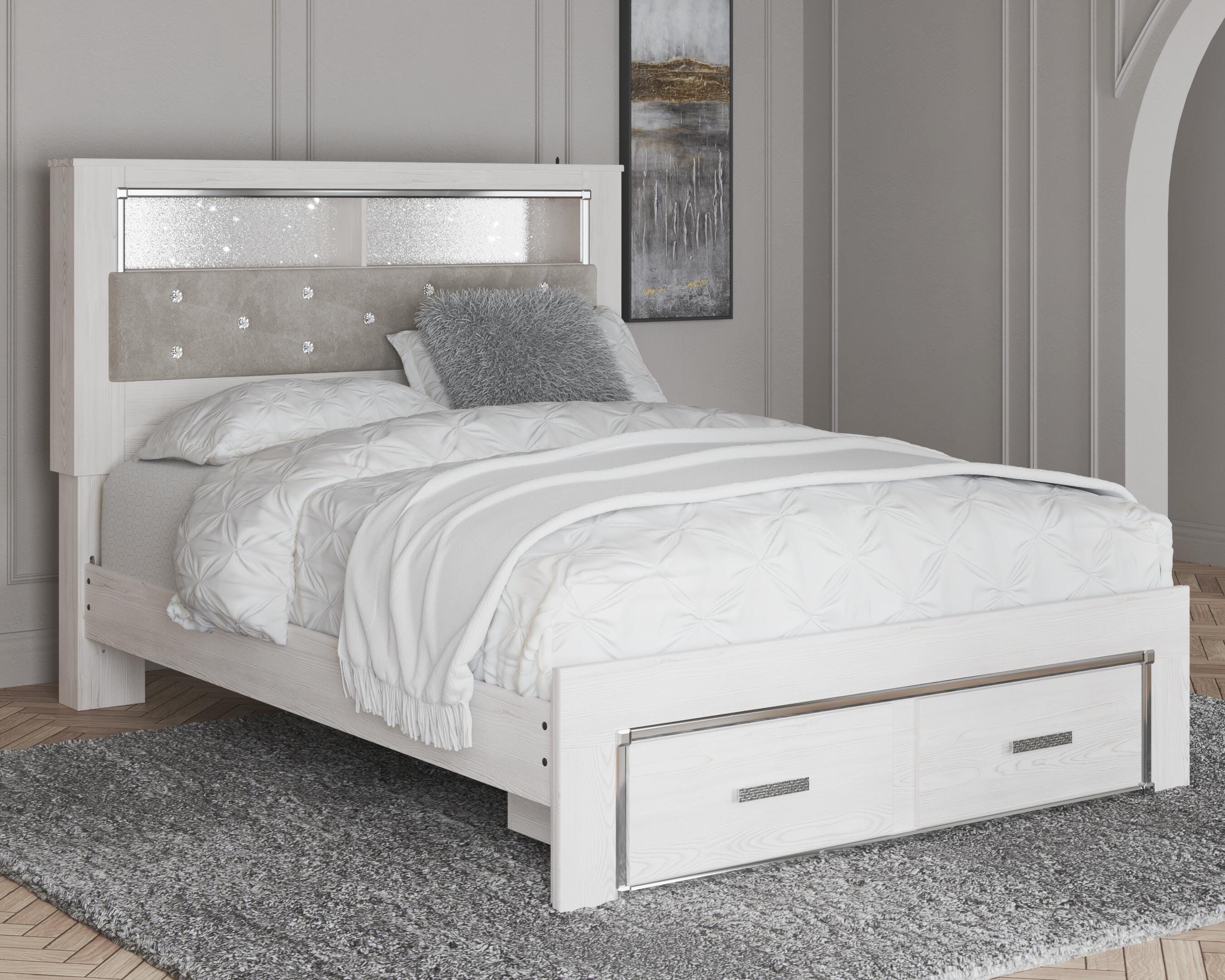 Altyra Queen Upholstered Bookcase Bed with Storage - image 1