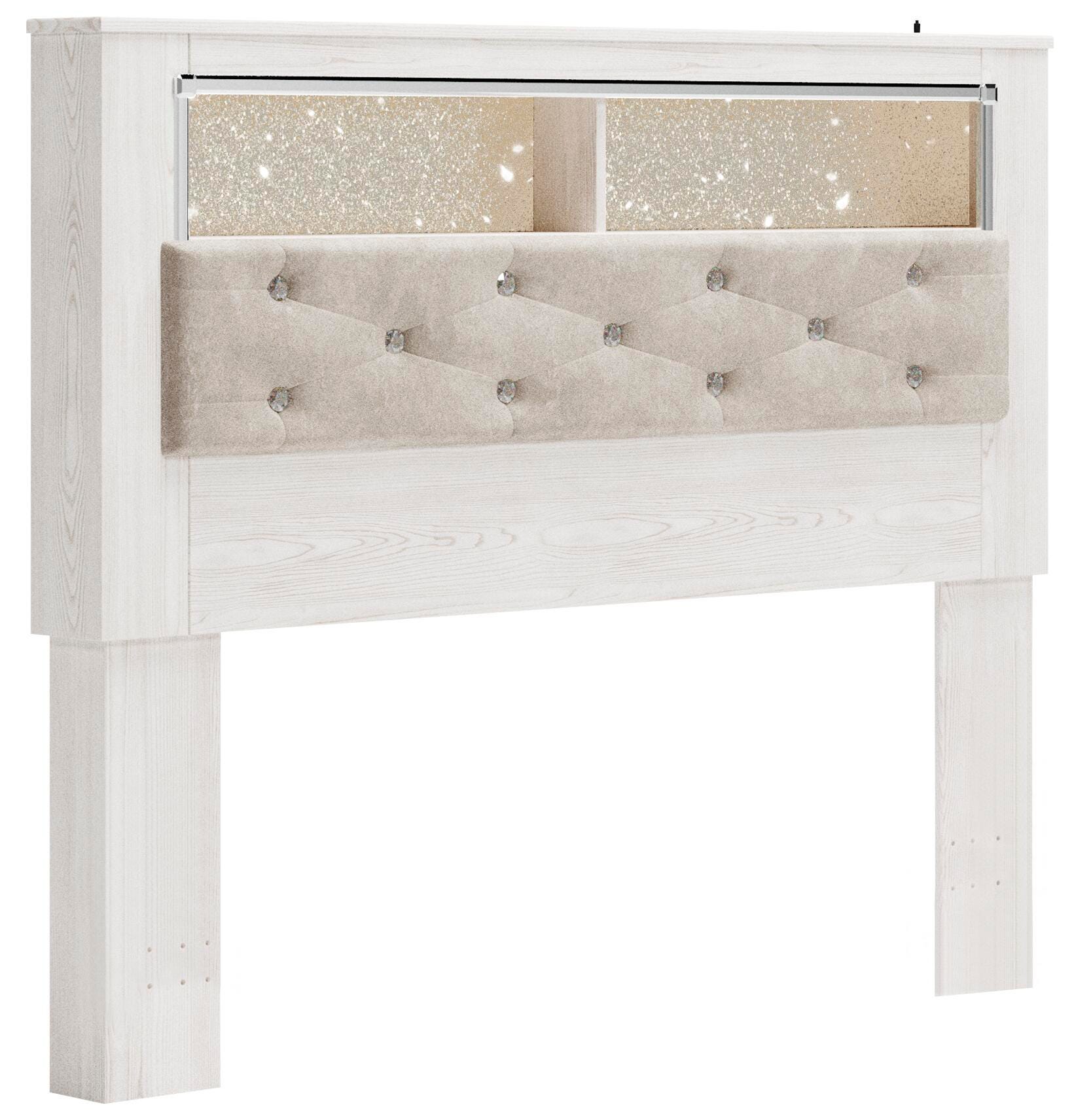 Picture of Altyra Queen Upholstered Panel Bookcase Headboard