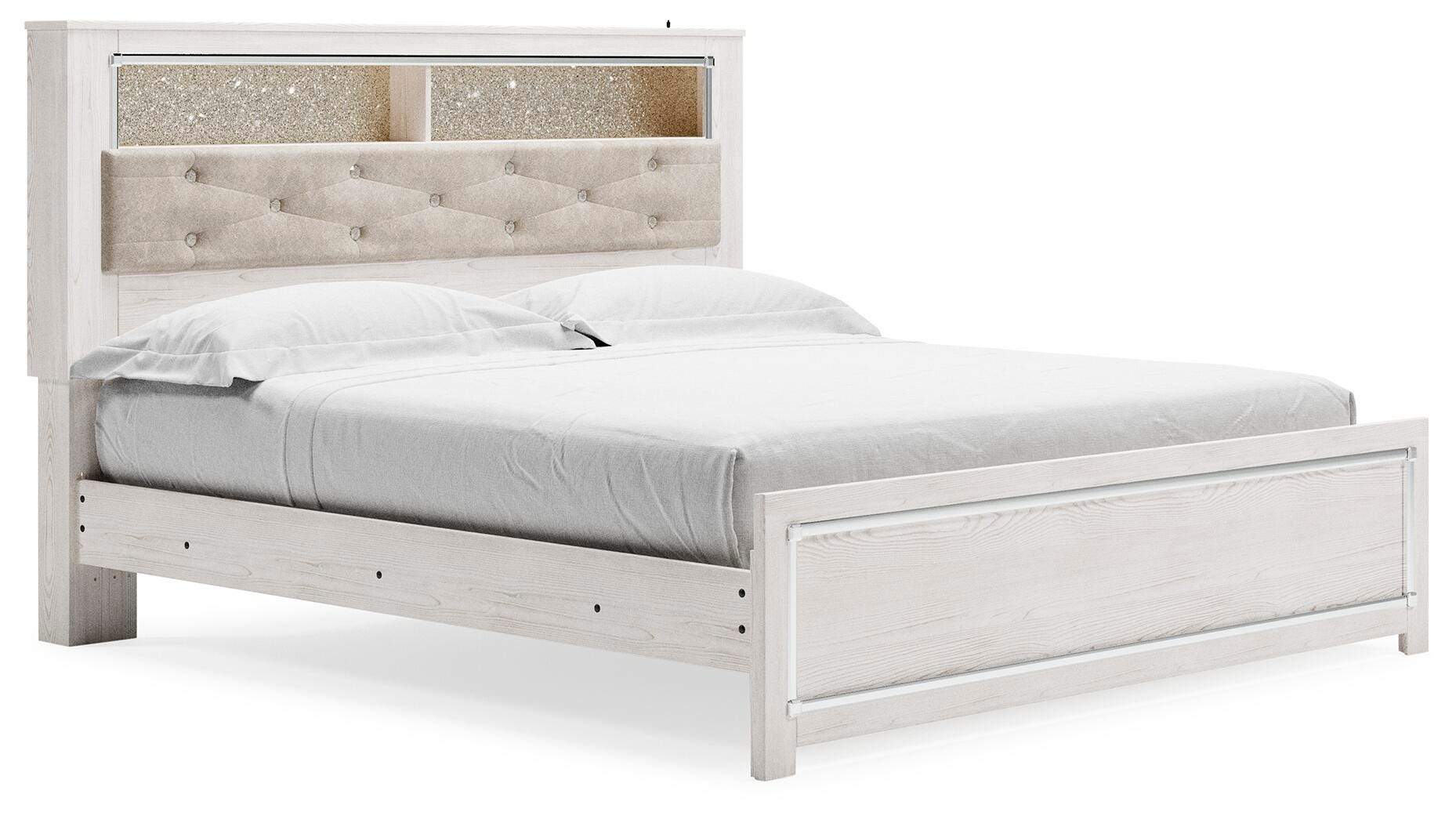 Altyra King Panel Bookcase Bed, White, large