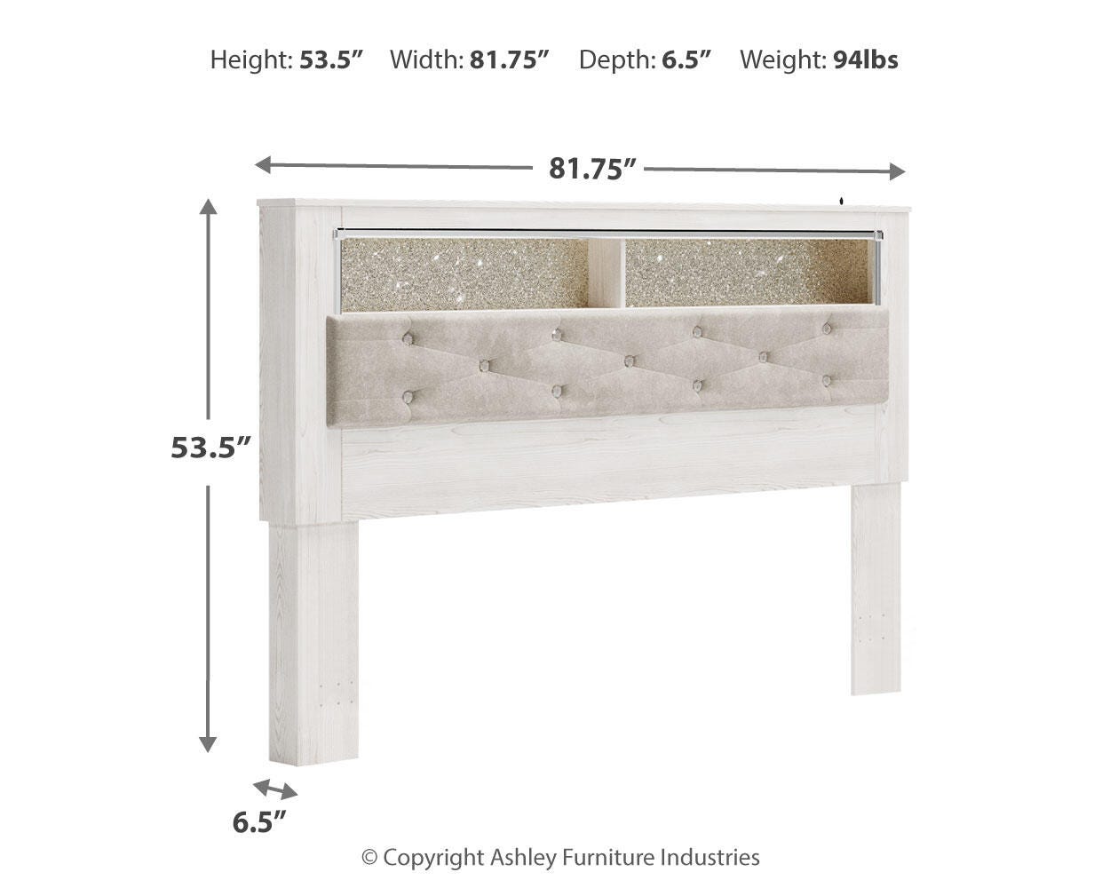 Altyra King Upholstered Panel Bookcase Headboard - image 4
