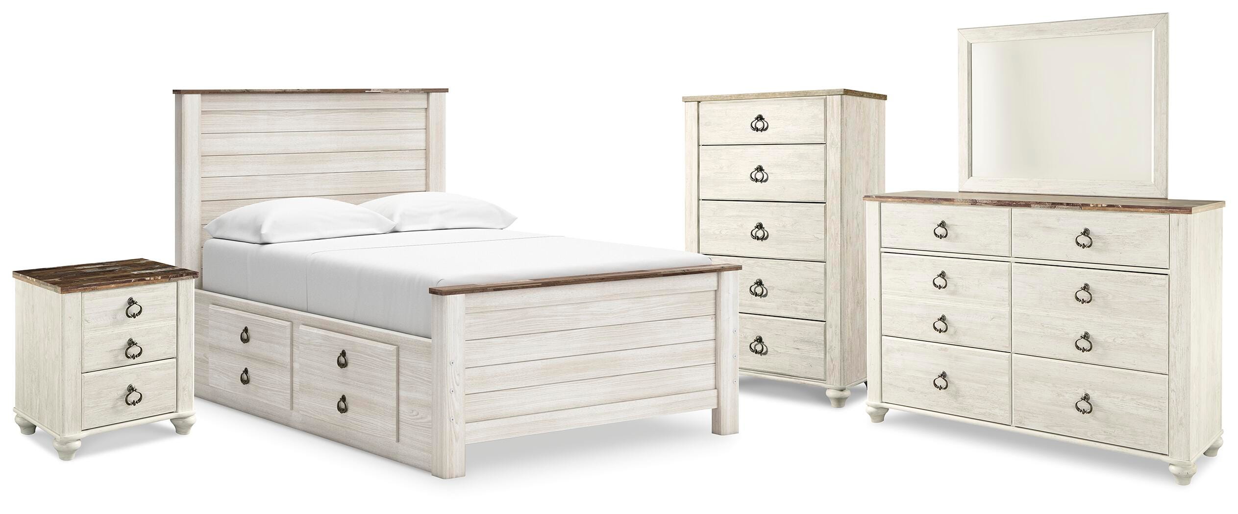 Willowton Full Panel Bed with storage, Dresser, Mirror, Chest and Nightstand - image 1