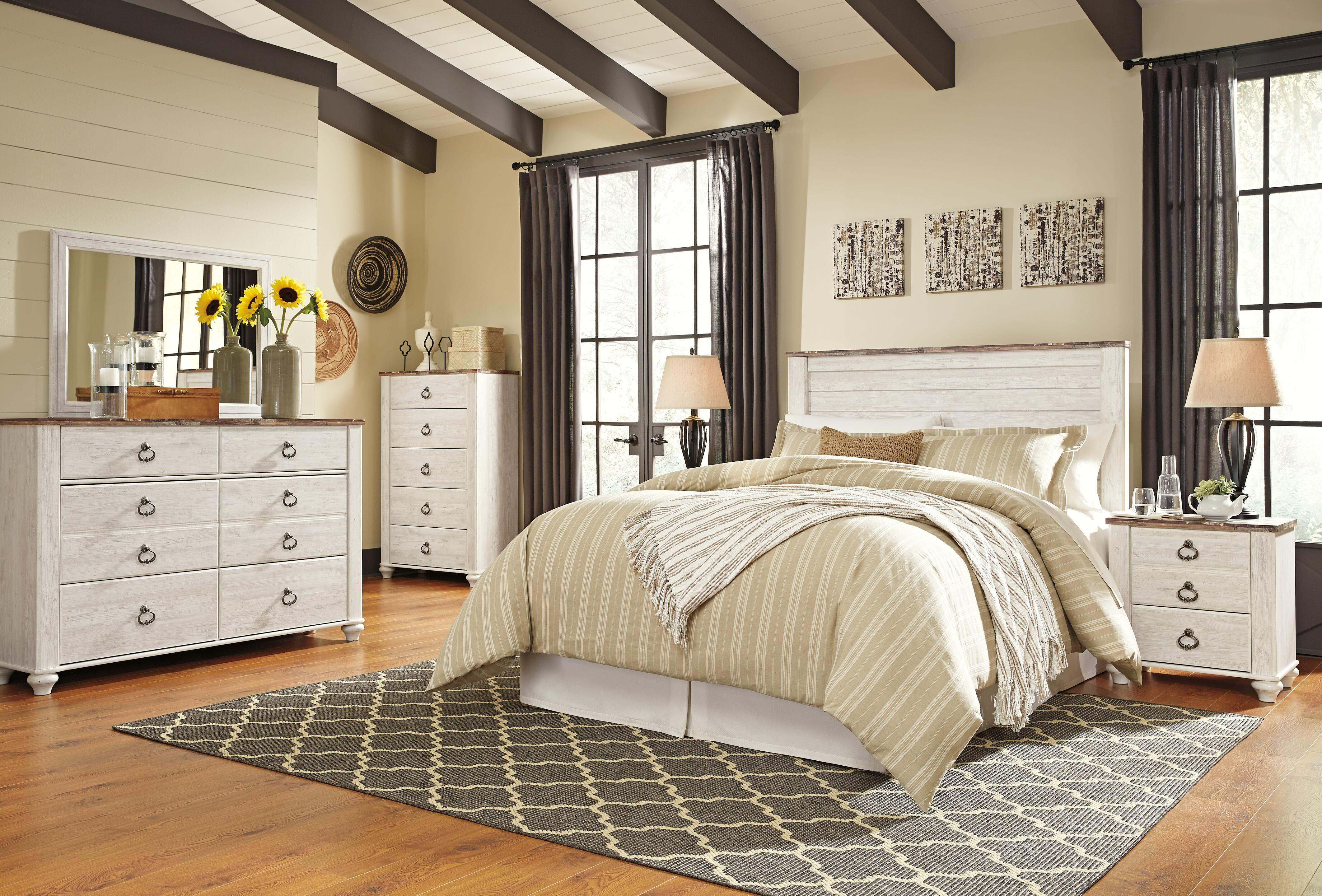 Willowton Queen Panel Headboard, Whitewash, large