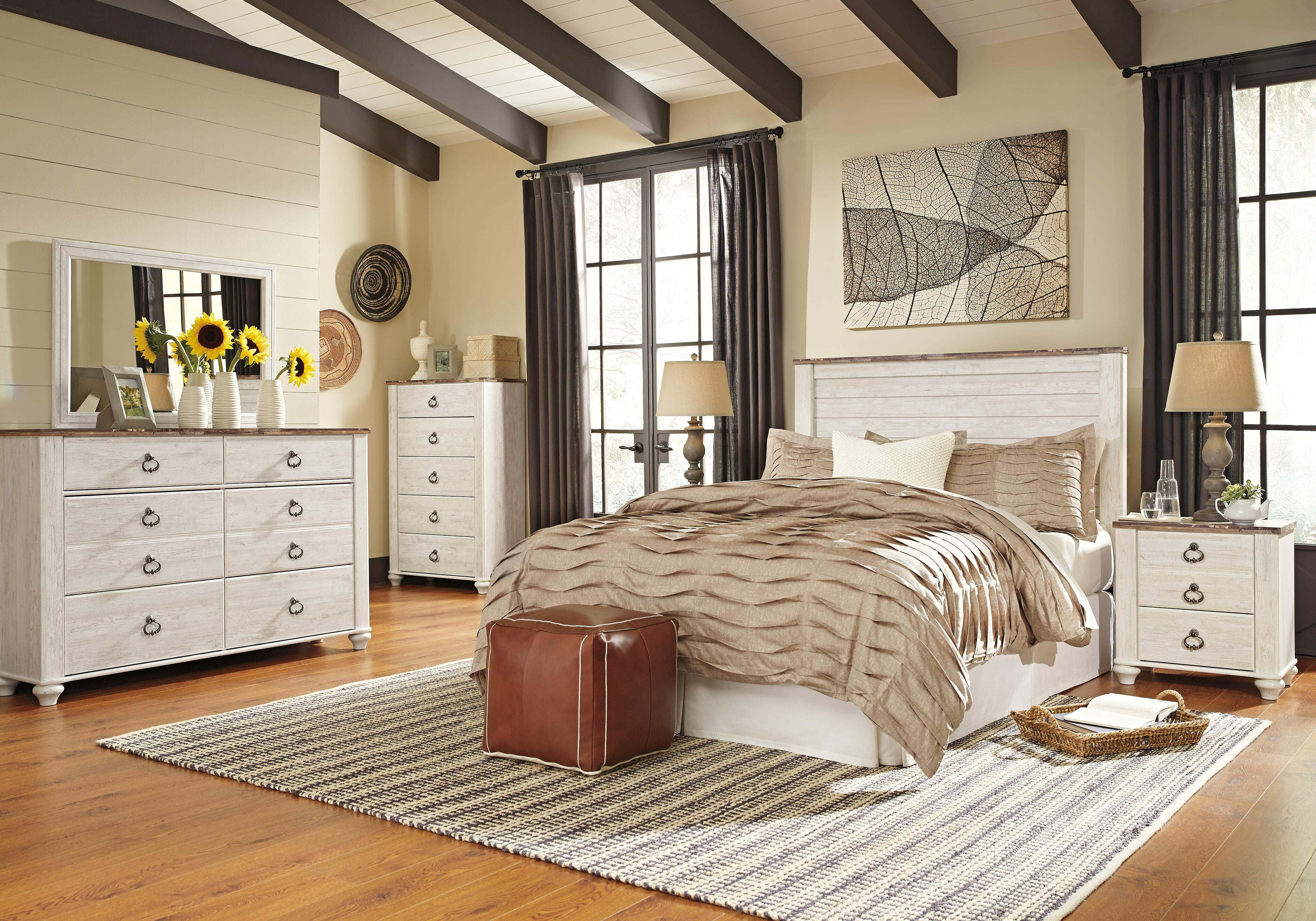 Willowton Queen Panel Headboard, Whitewash, large