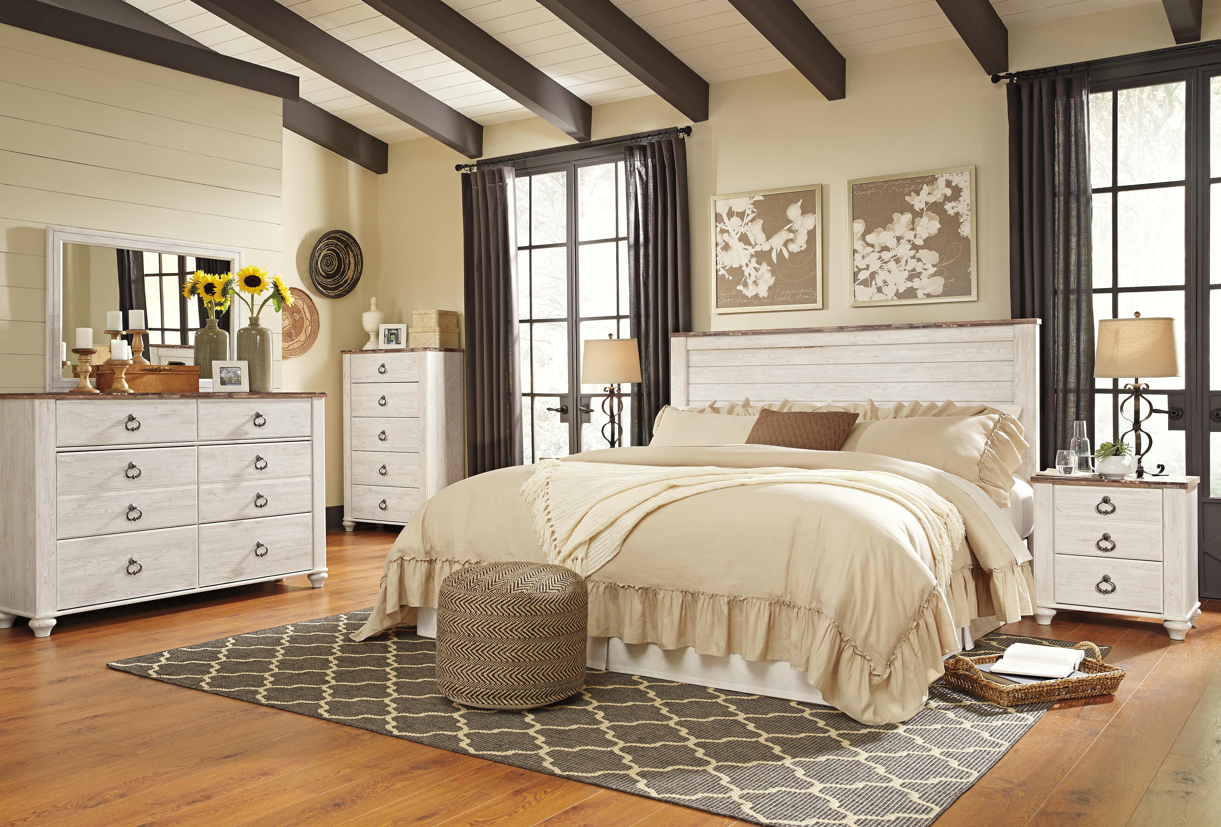 Willowton King/California King Panel Headboard, Whitewash, large