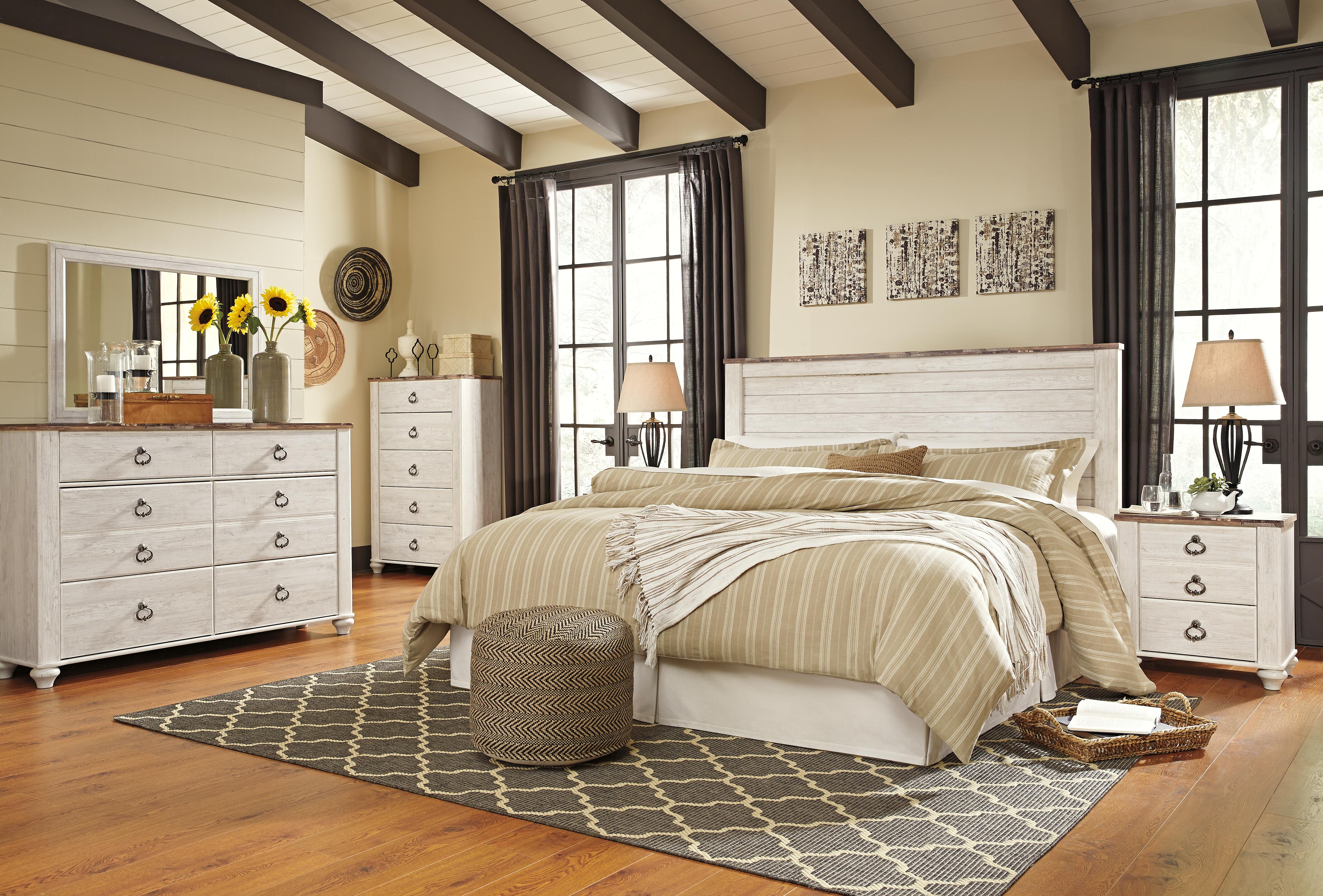 Willowton King/California King Panel Headboard, Whitewash, large