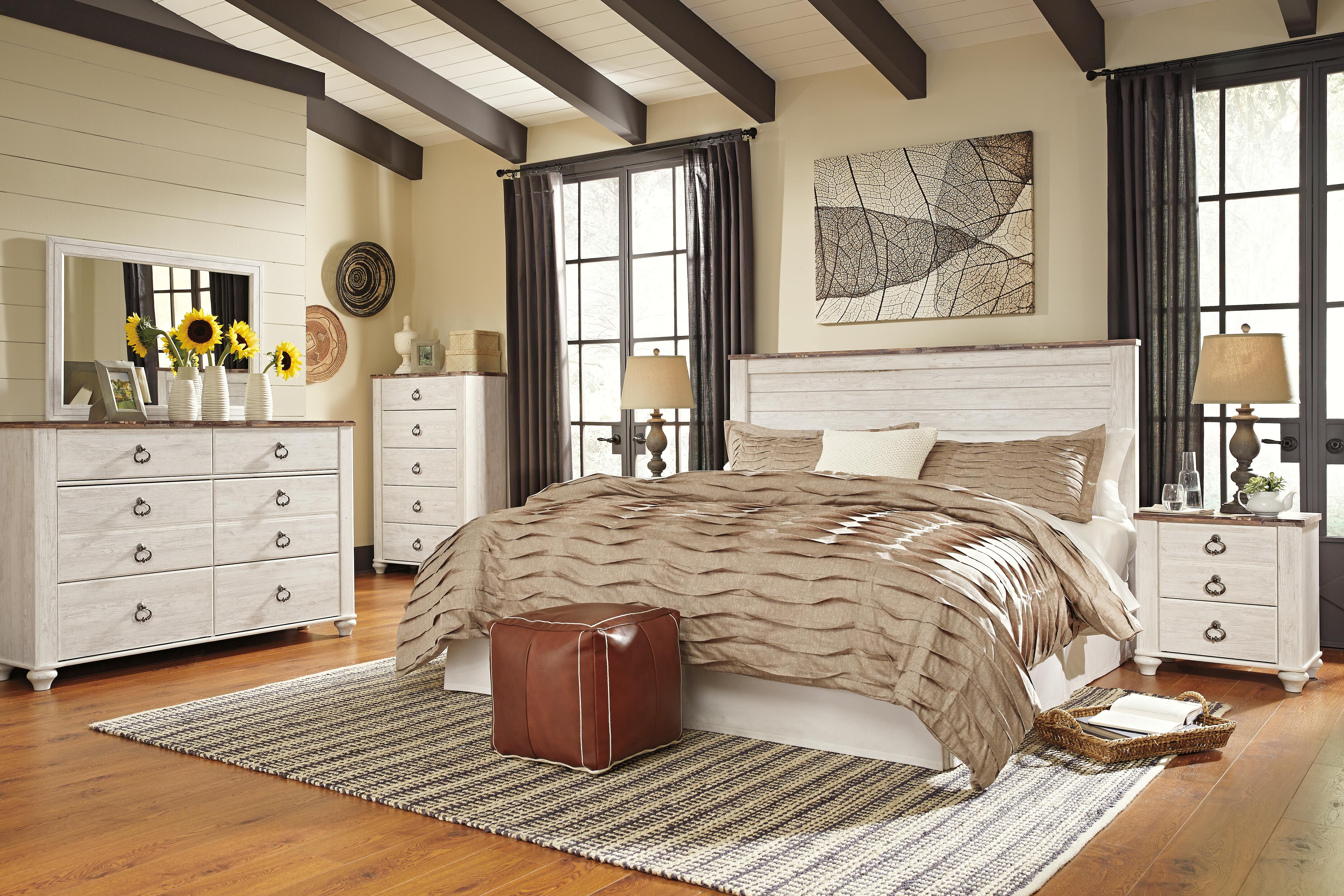Willowton King/California King Panel Headboard, Whitewash, large