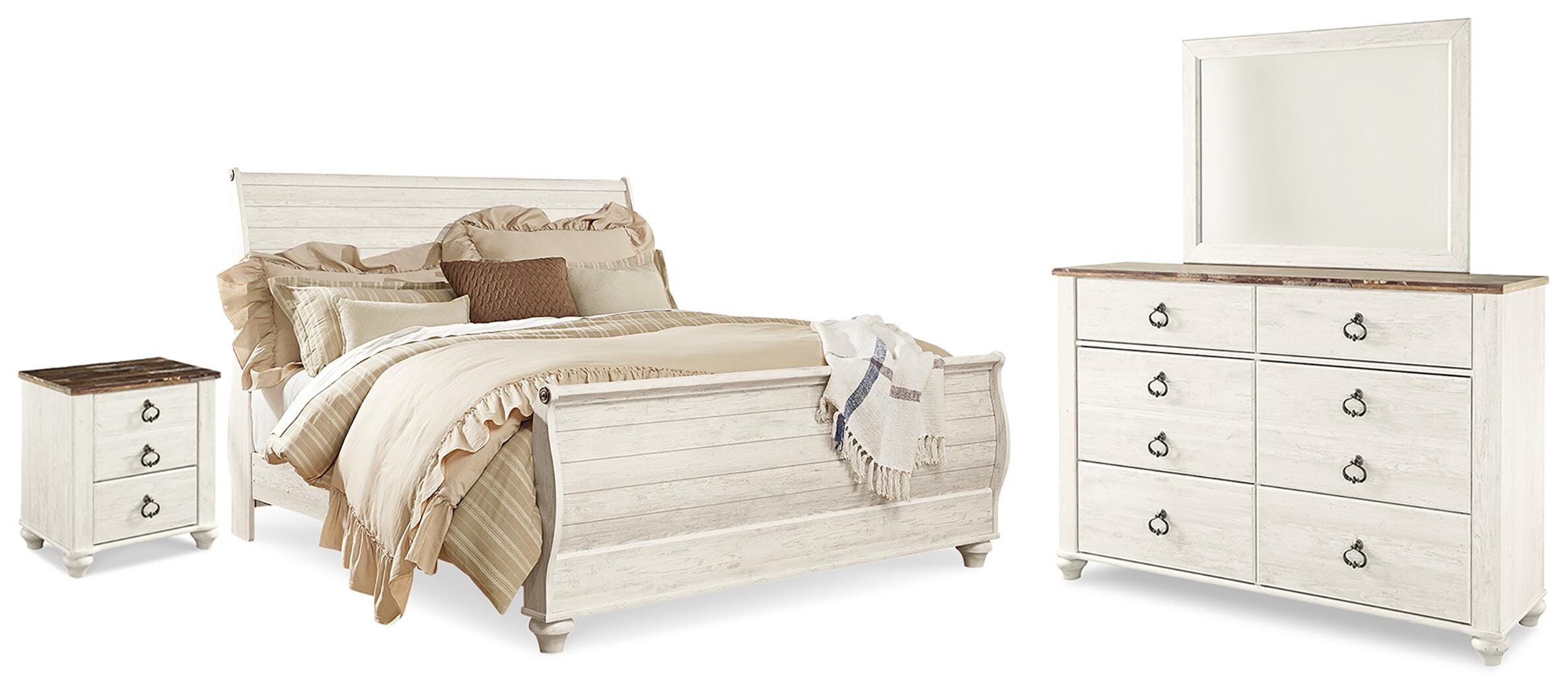 Cama trineo King, tocador, espejo y mesita de noche Willowton - image 1