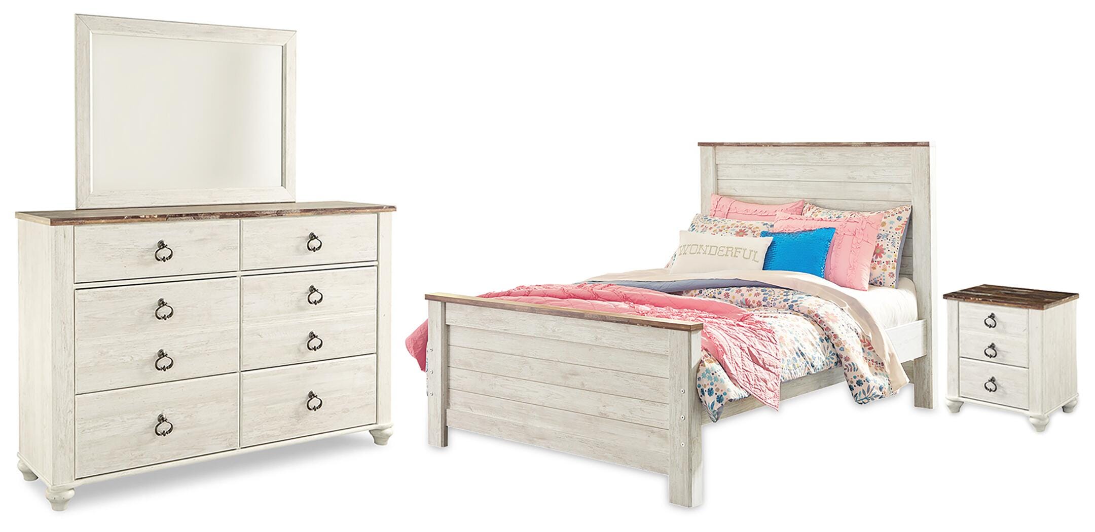 Willowton Full Panel Bed, Dresser, Mirror, Chest and Nightstand - image 1