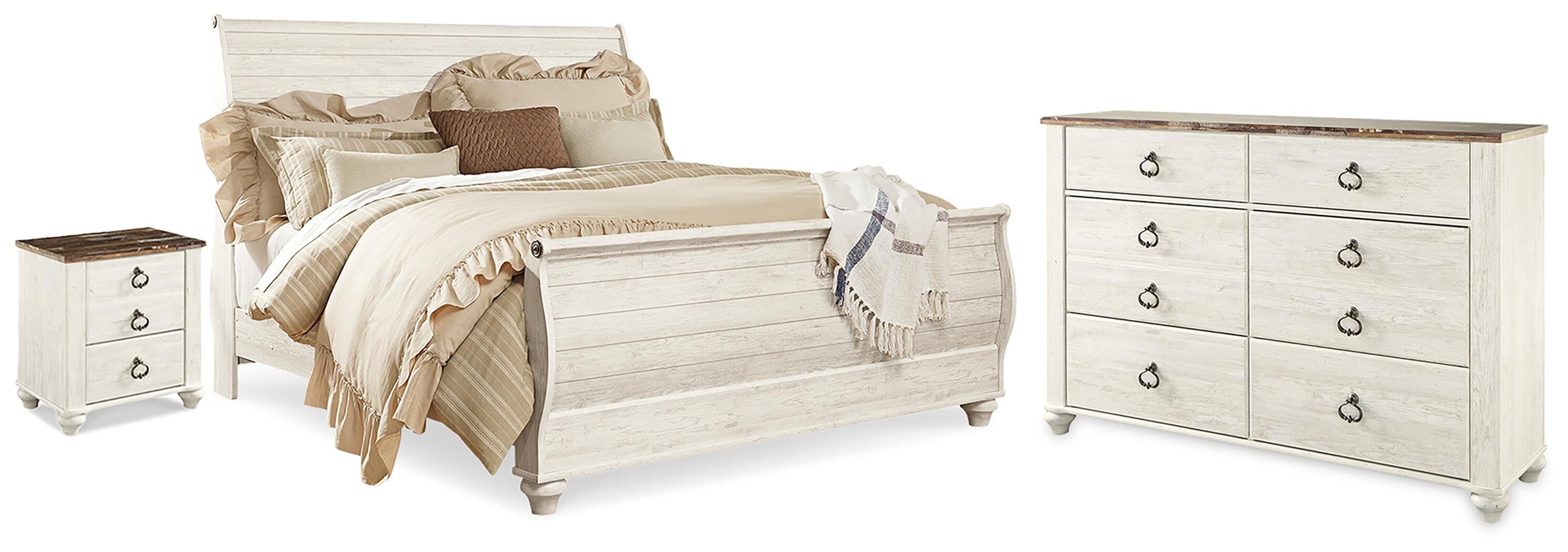 Cama trineo, cómoda y mesita de noche Willowton King - image 1