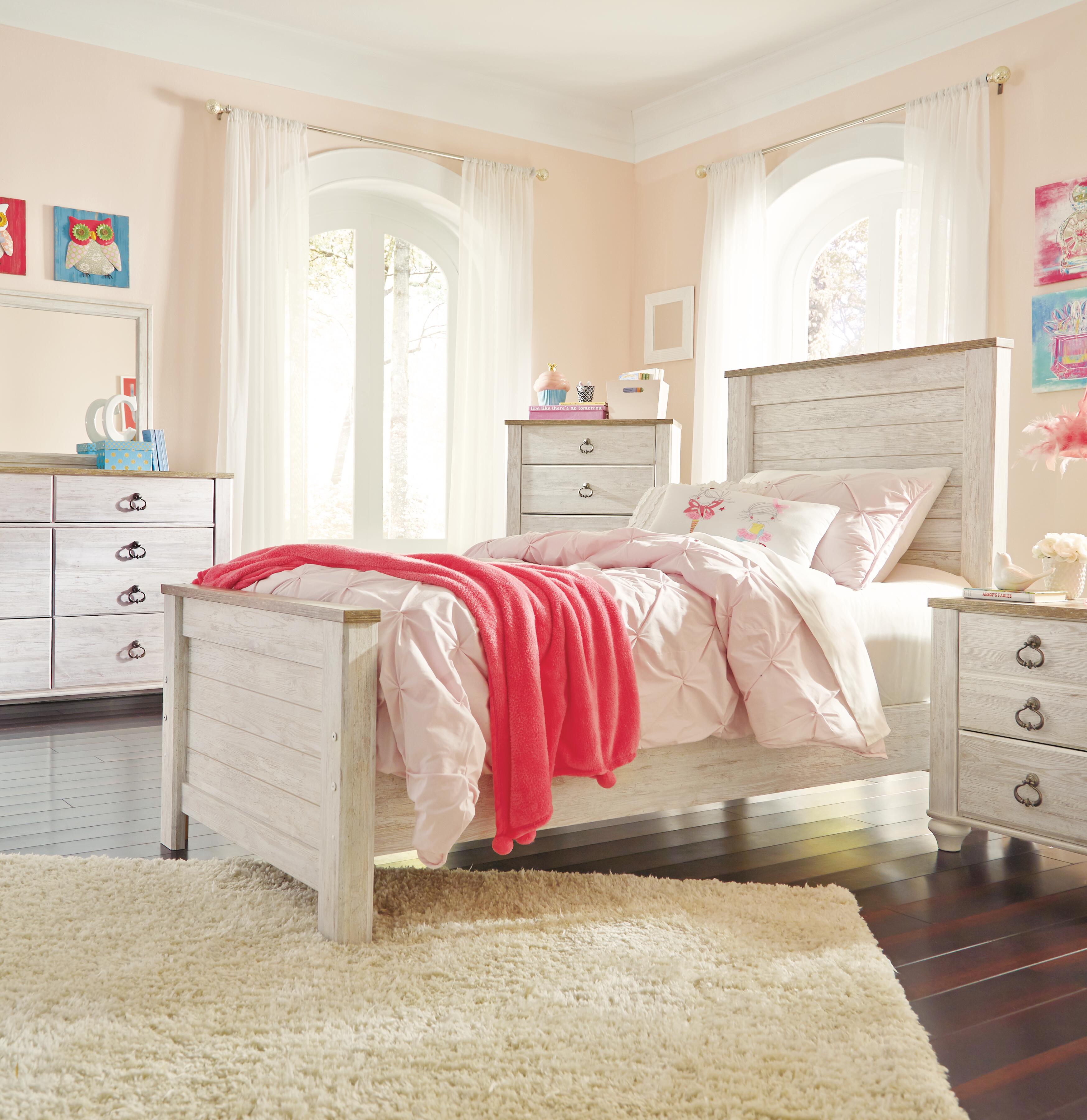 Willowton Full Panel Bed, Whitewash, large