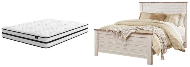 Willowton Queen Panel Bed with Chime 10" Hybrid Mattress