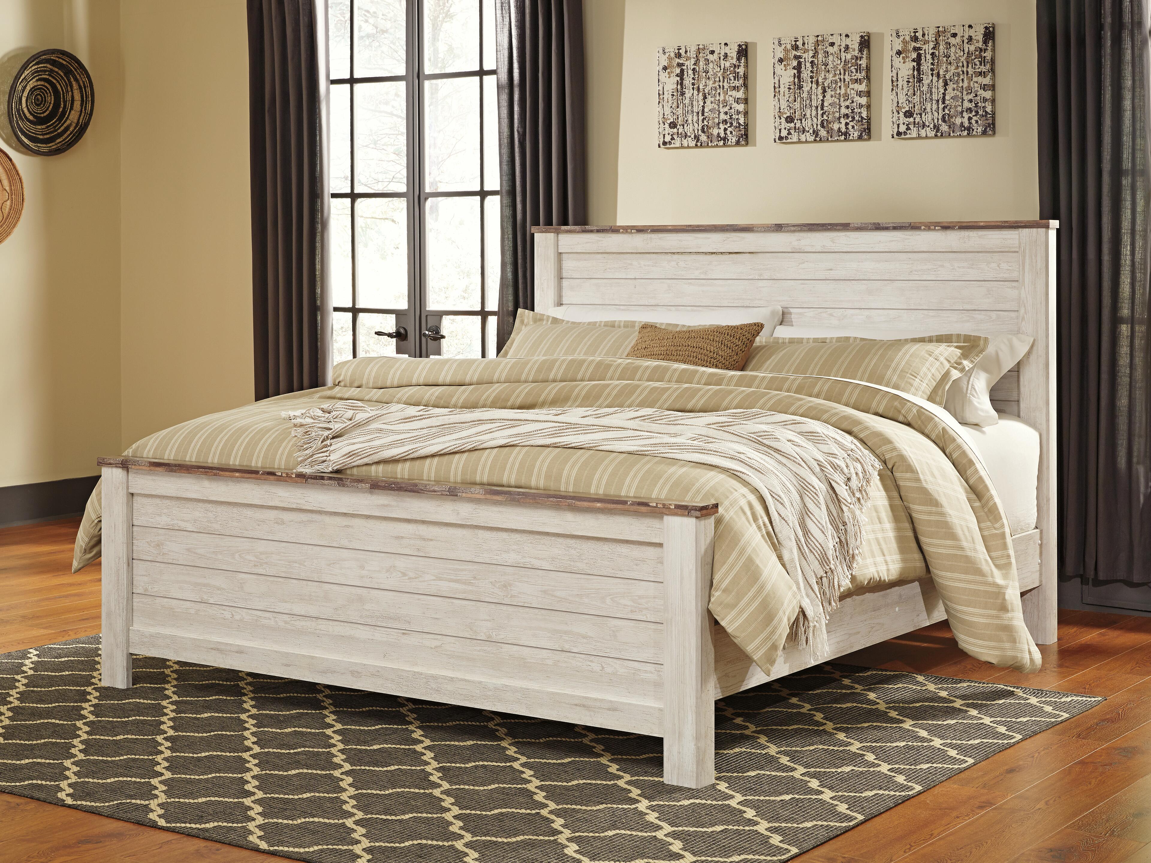 Willowton King Panel Bed, Whitewash, large
