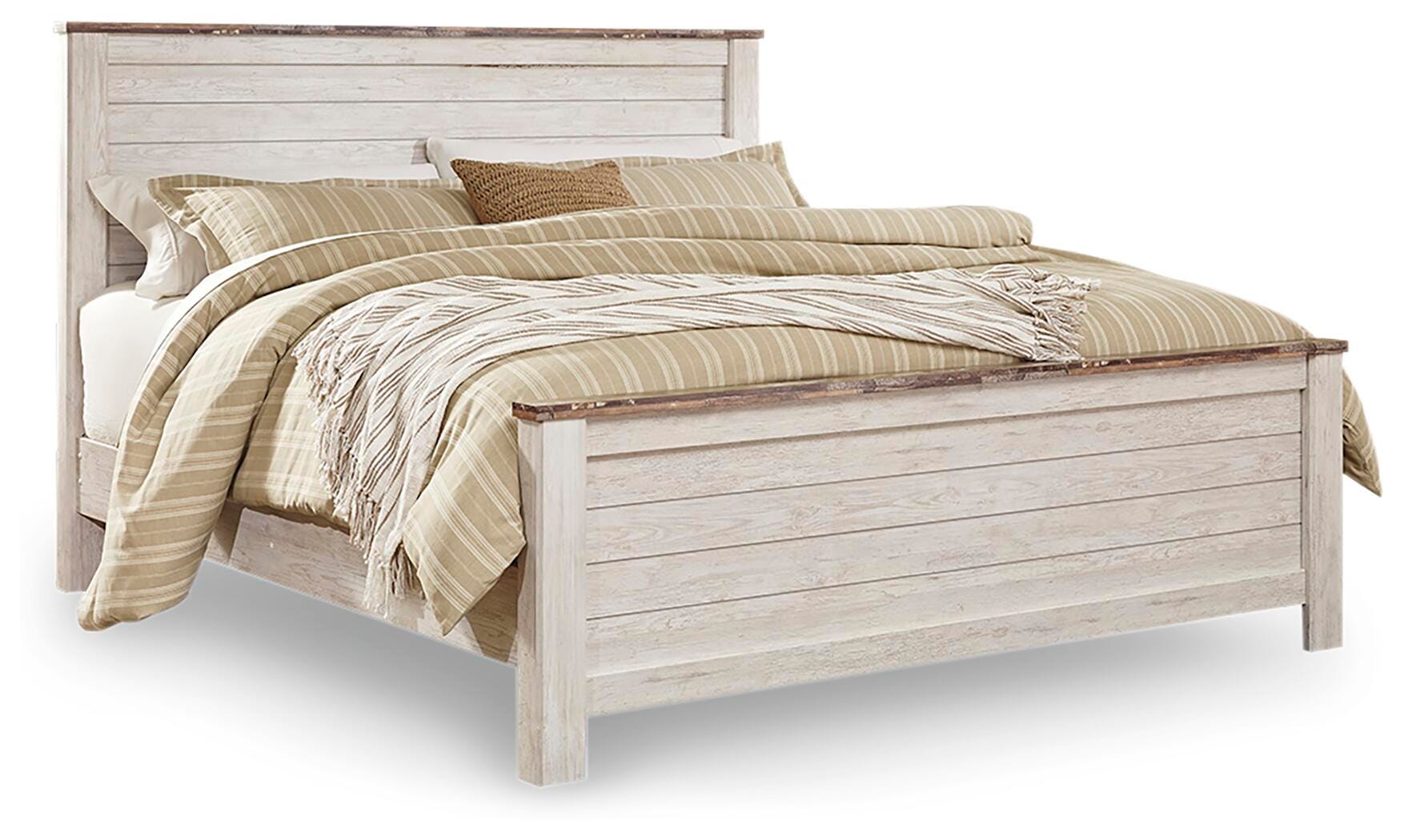 Willowton King Panel Bed, Whitewash, large