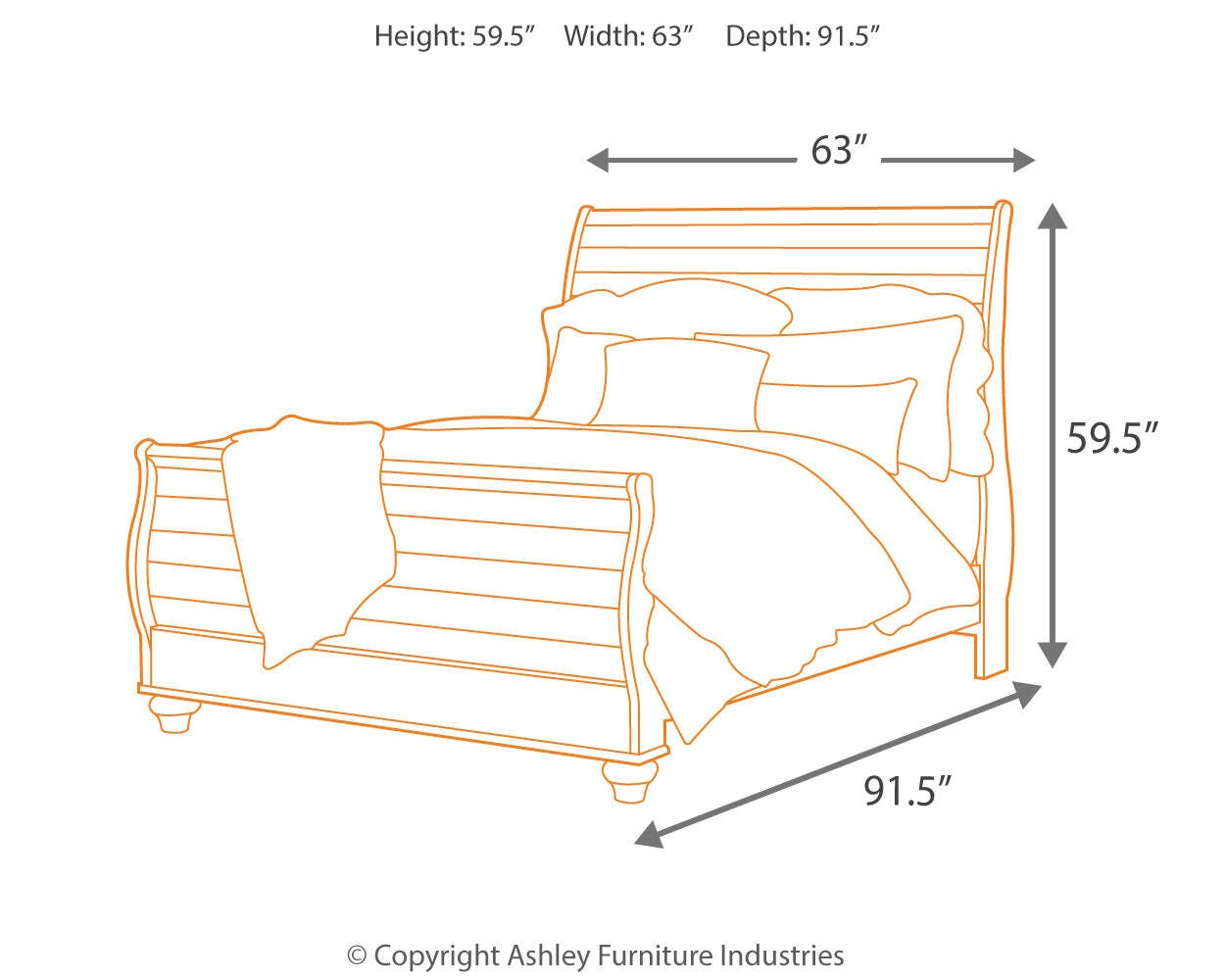 Willowton Queen Sleigh Bed, Whitewash, large