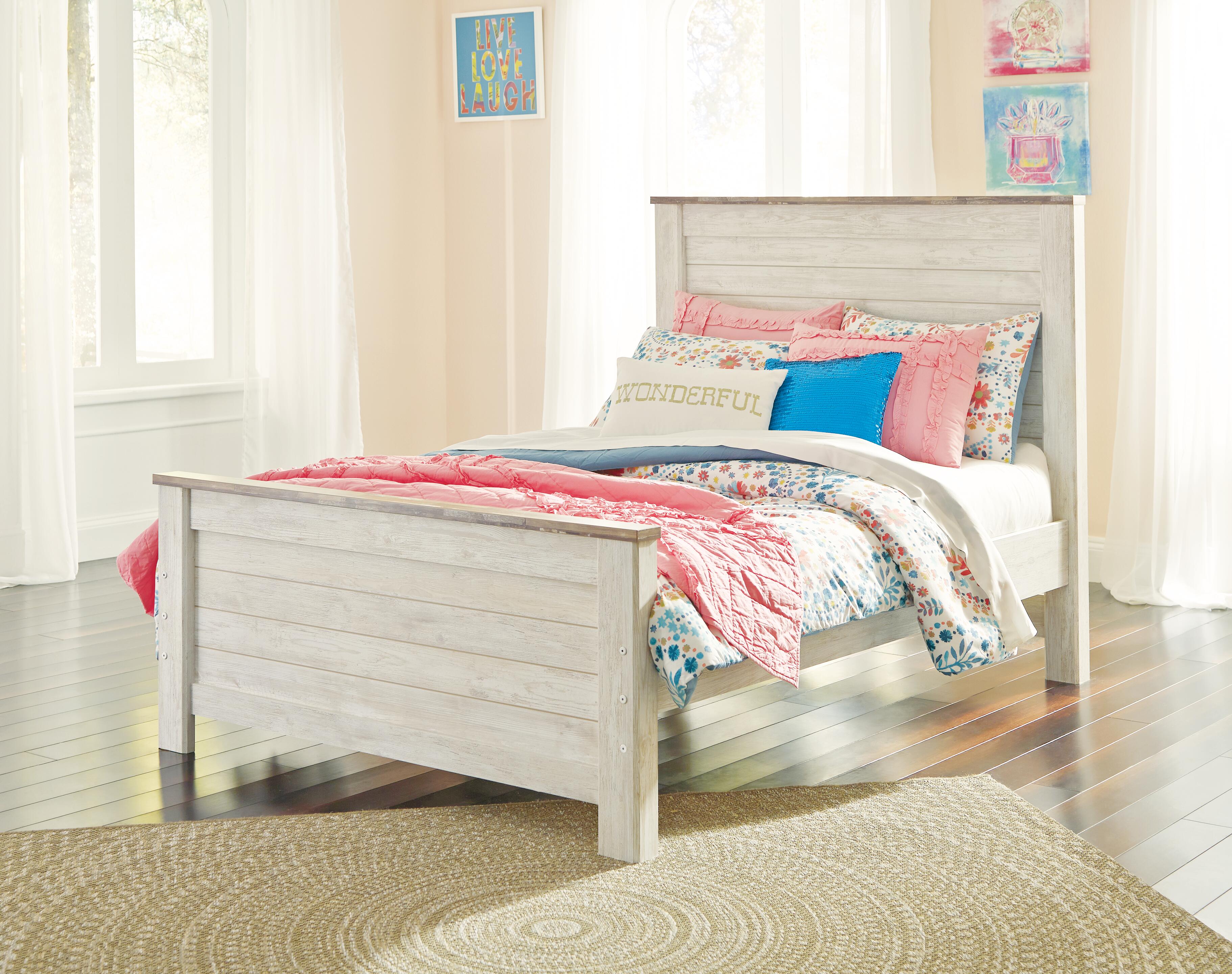 Willowton Full Panel Headboard, Whitewash, large
