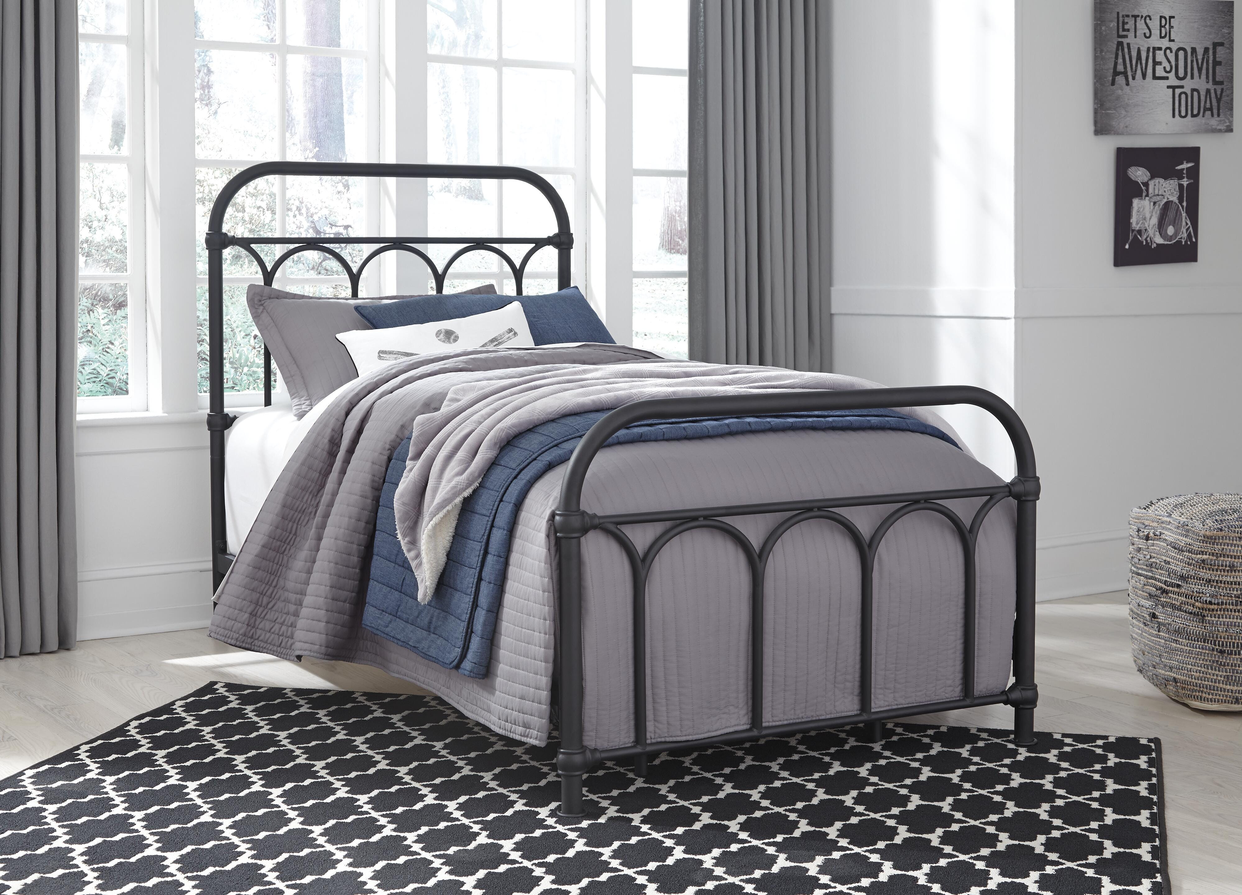 Nashburg Twin Metal Bed, Black, large
