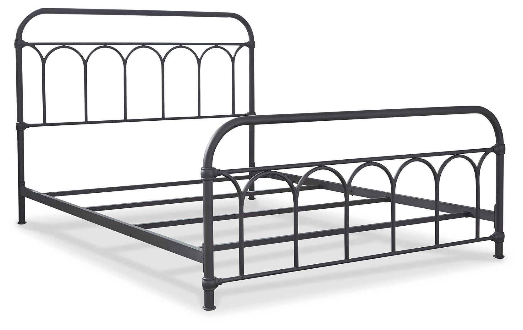 Nashburg Queen Metal Bed, Black, large