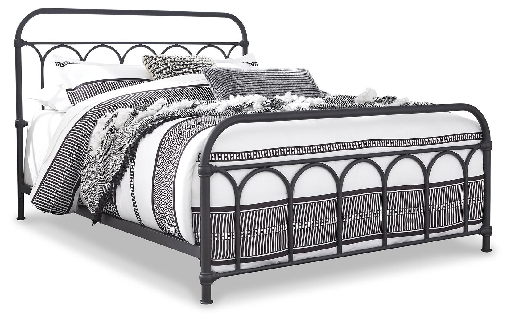 Nashburg Queen Metal Bed, Black, large