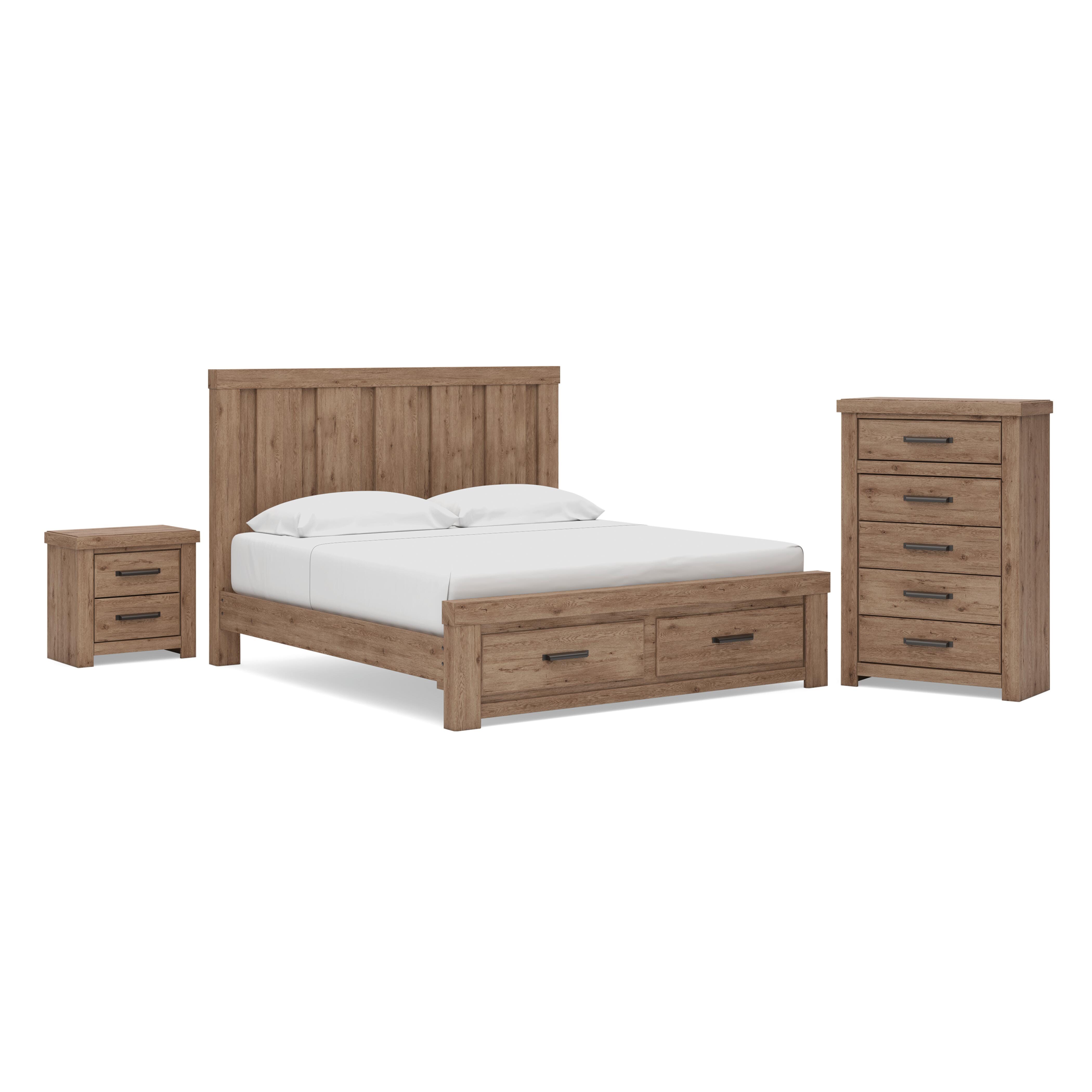 Garistyn King Panel Storage Bed, Chest and Nightstand image 1