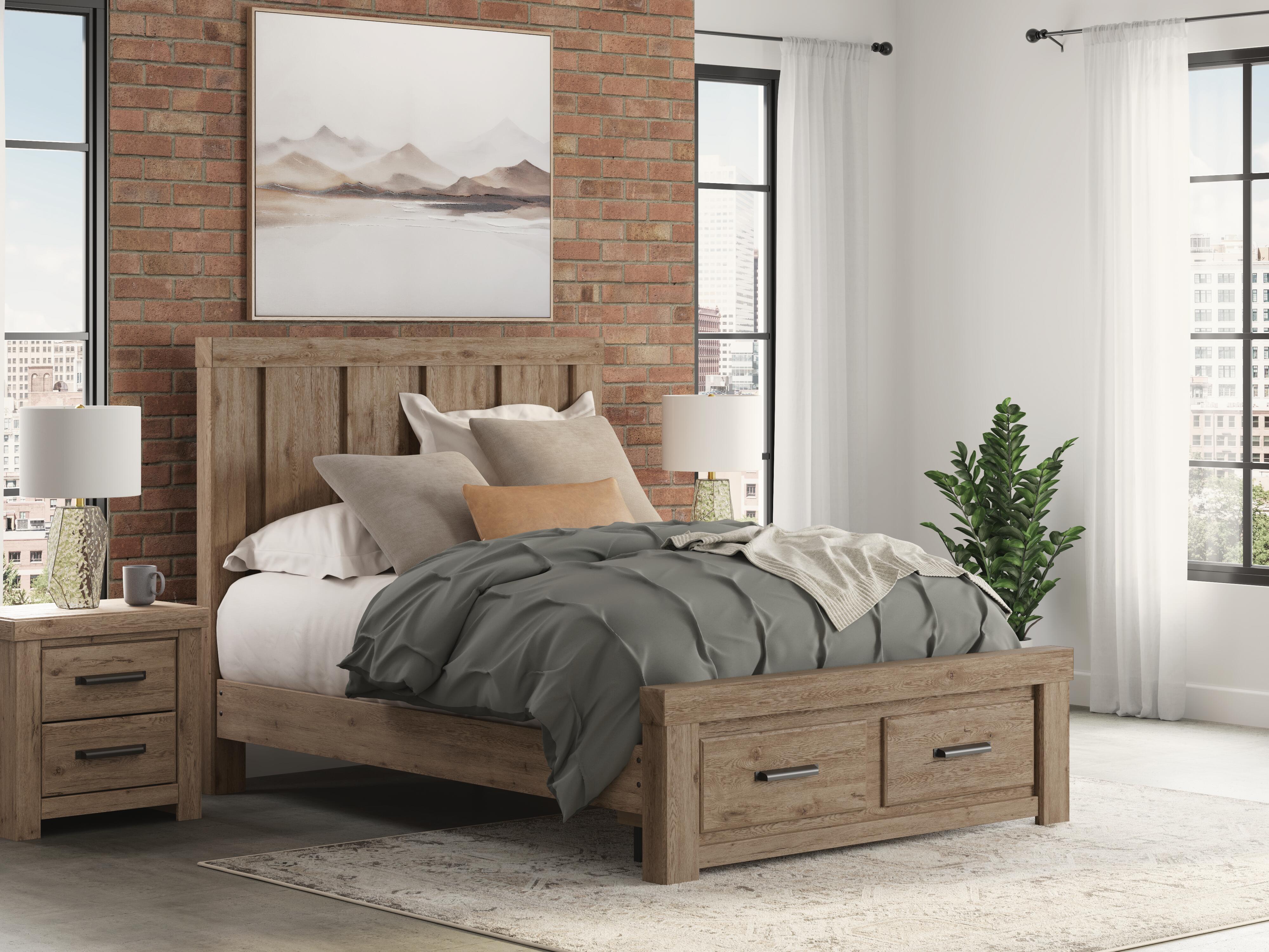 Garistyn Queen Panel Storage Bed, Light Brown, rollover