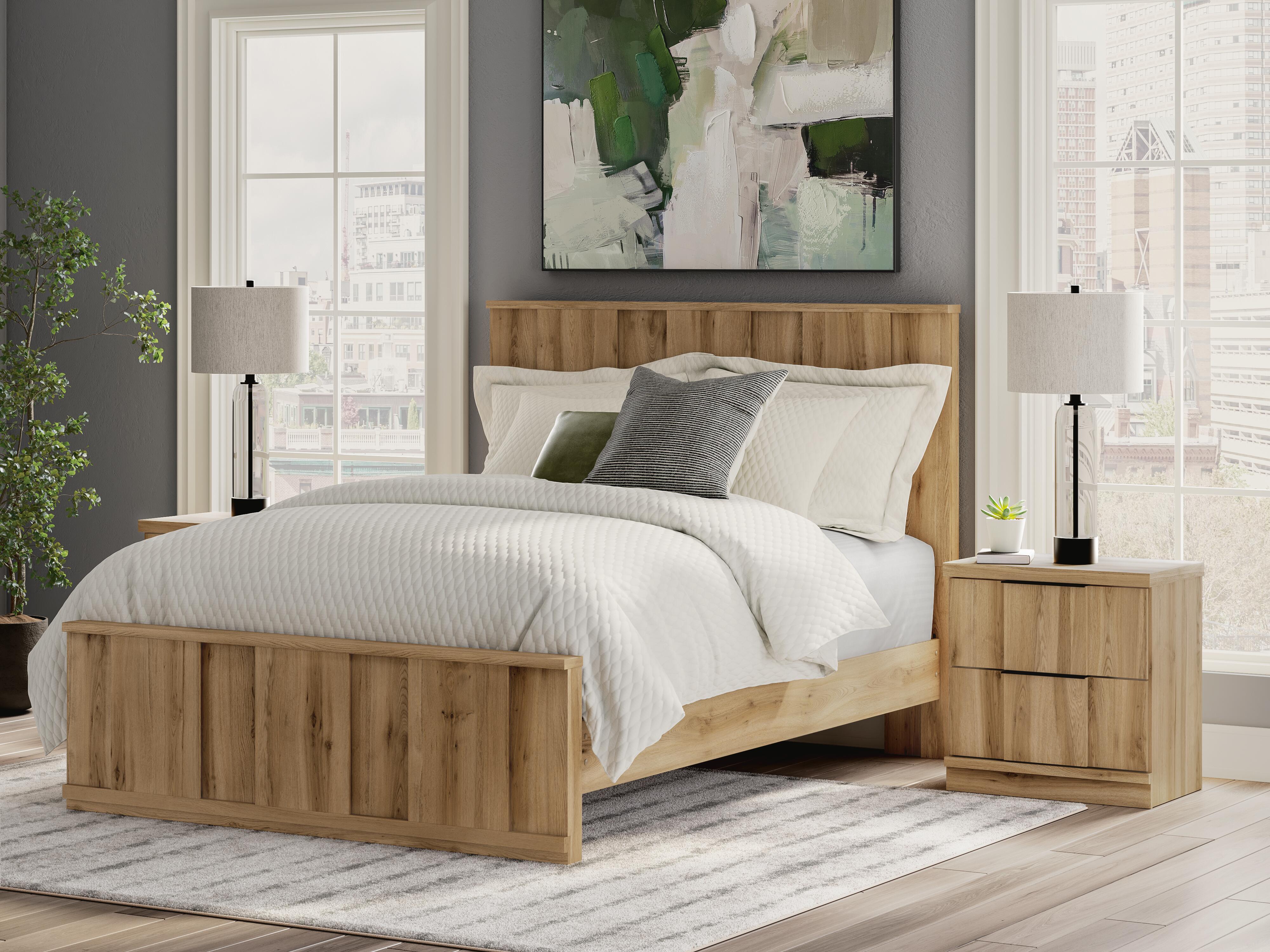 Rowden Queen Panel Platform Bed, Warm Brown, rollover