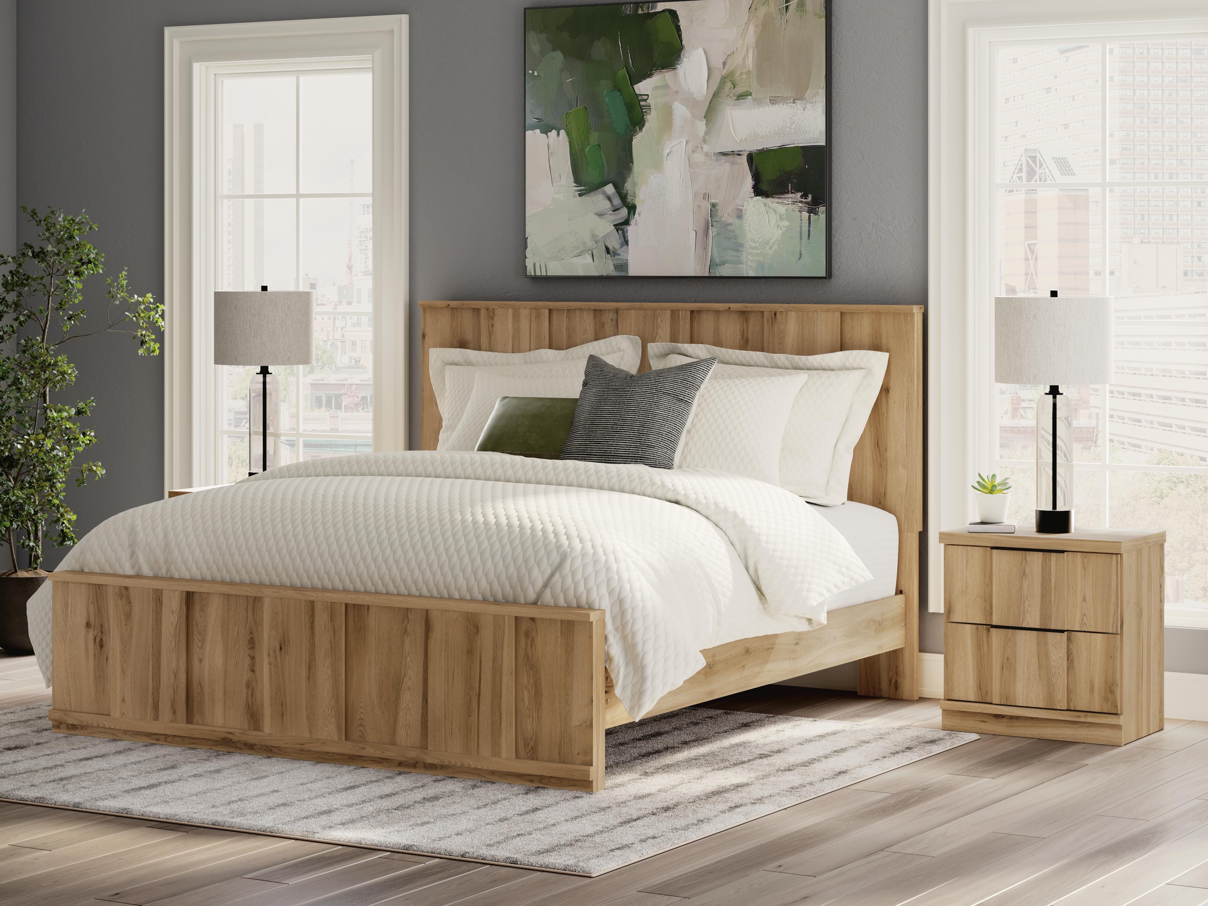 Rowden King Panel Platform Bed, Warm Brown, rollover
