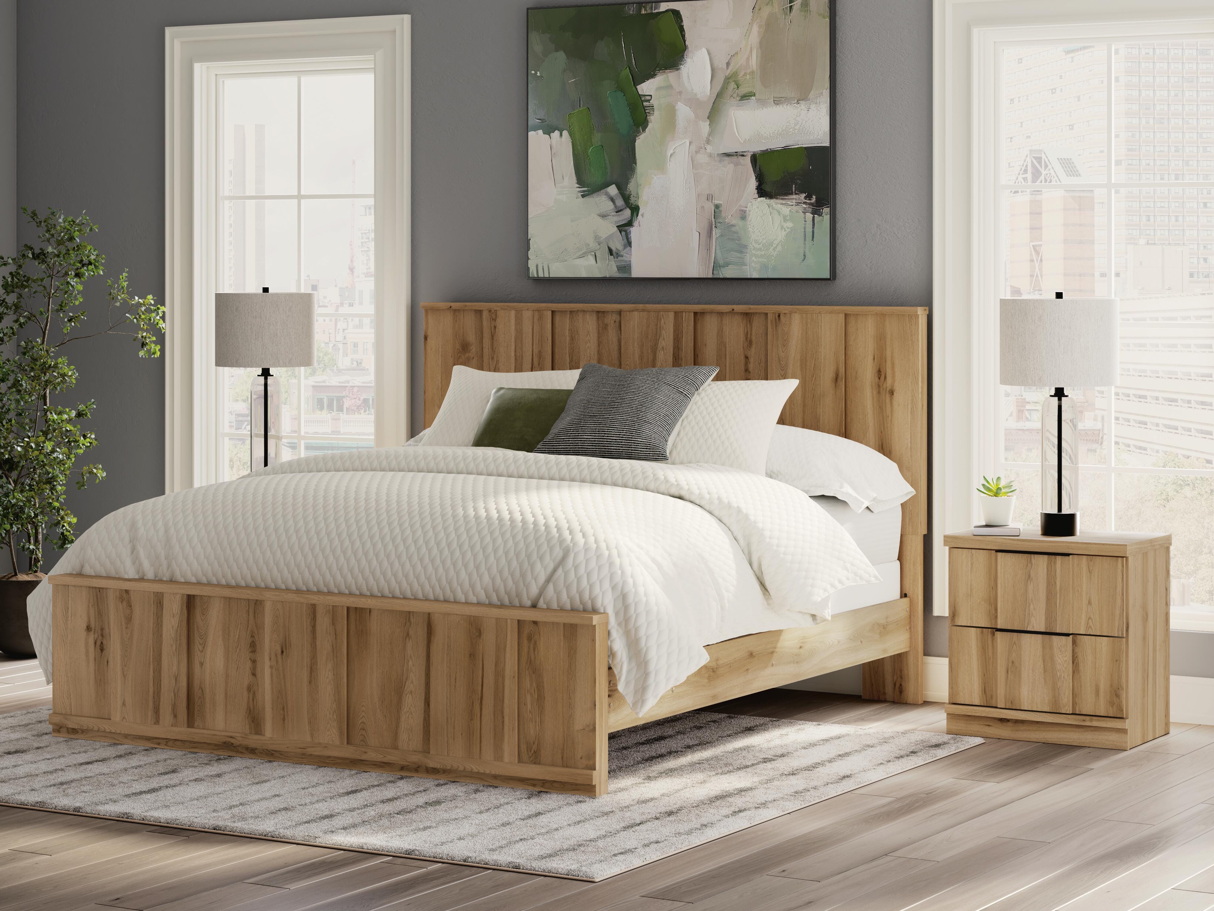 Rowden King Panel Bed, Warm Brown, rollover