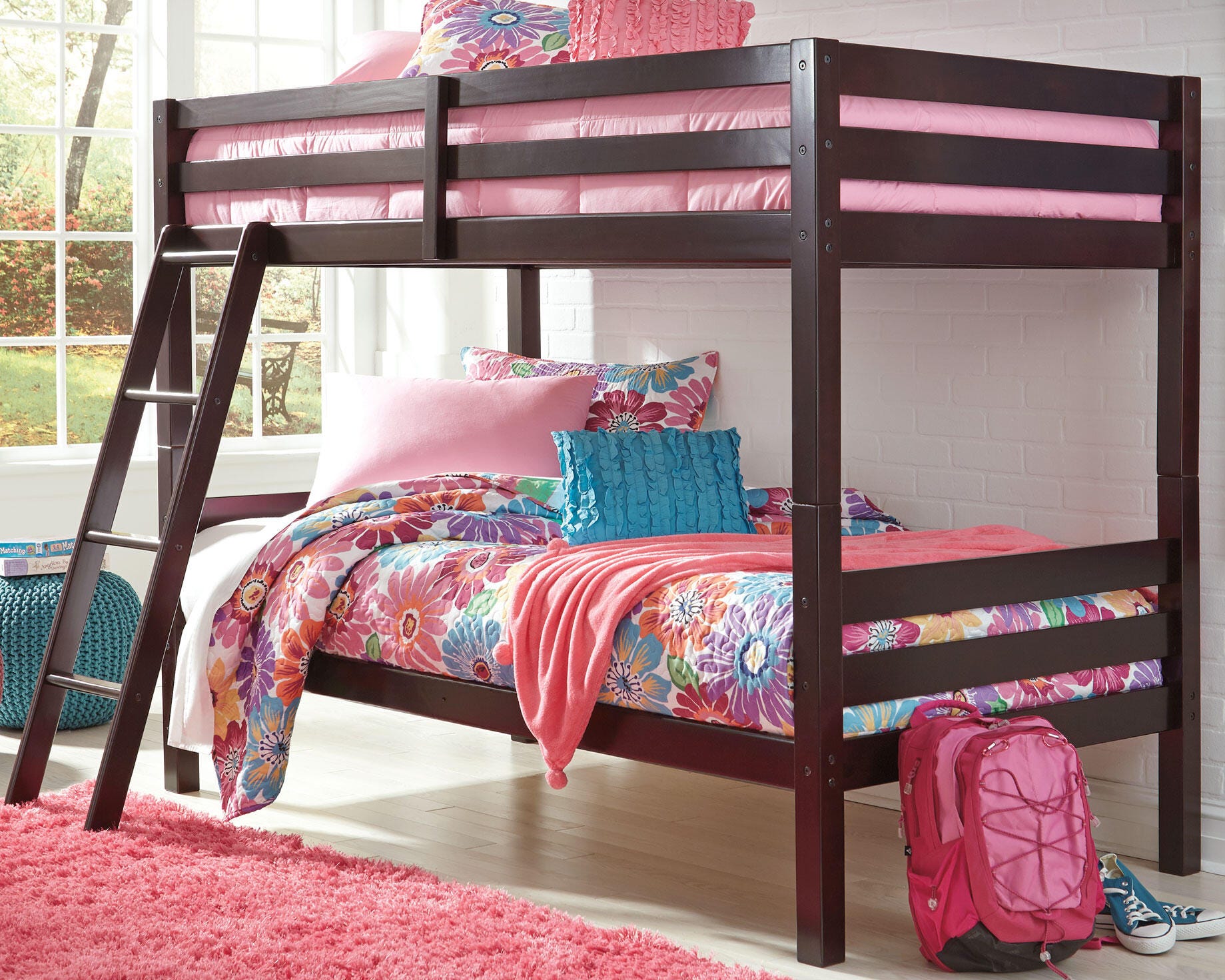 Halanton Twin over Twin Bunk Bed with Ladder, , large