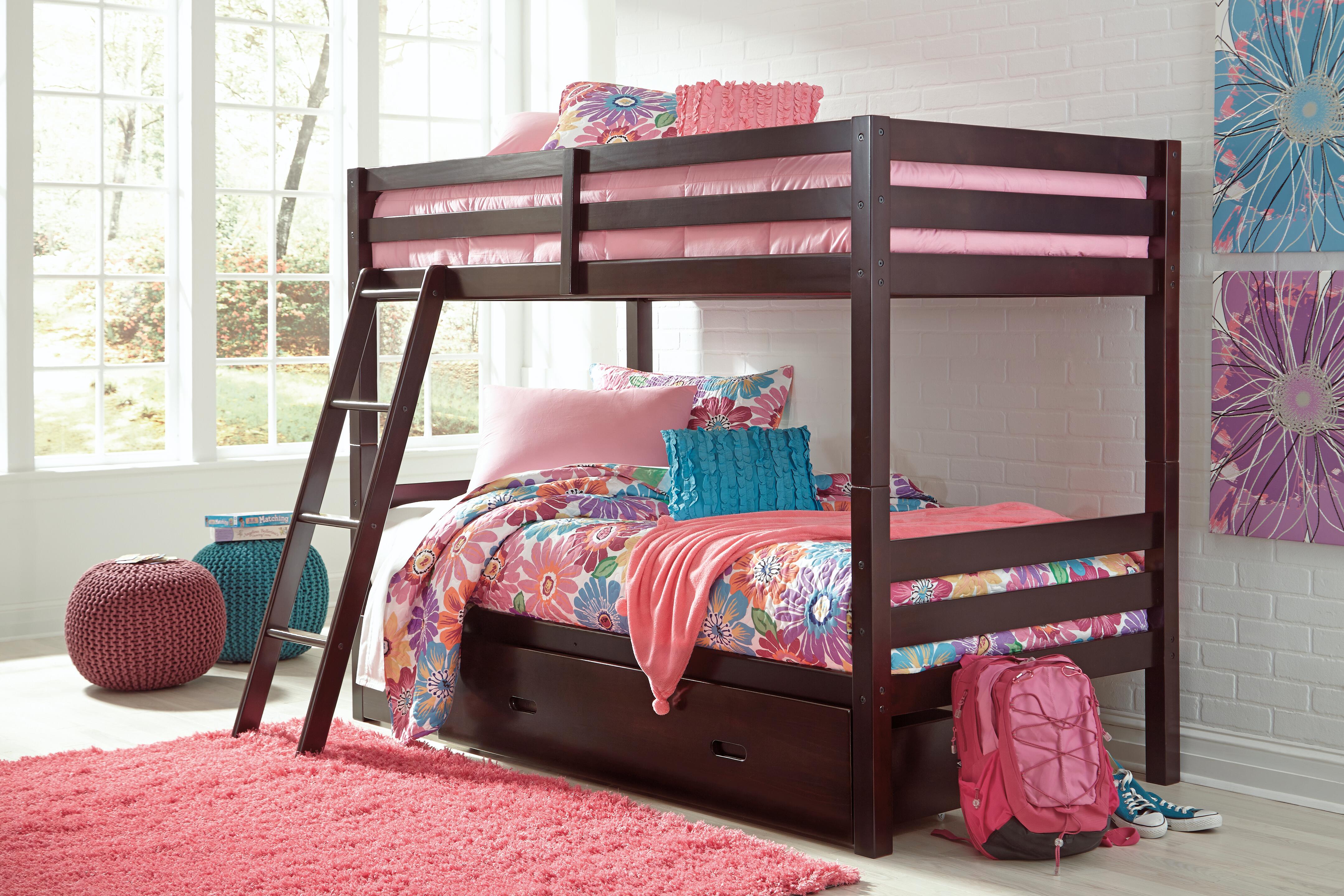 Halanton Twin over Twin Bunk Bed with 1 Large Storage Drawer, , large