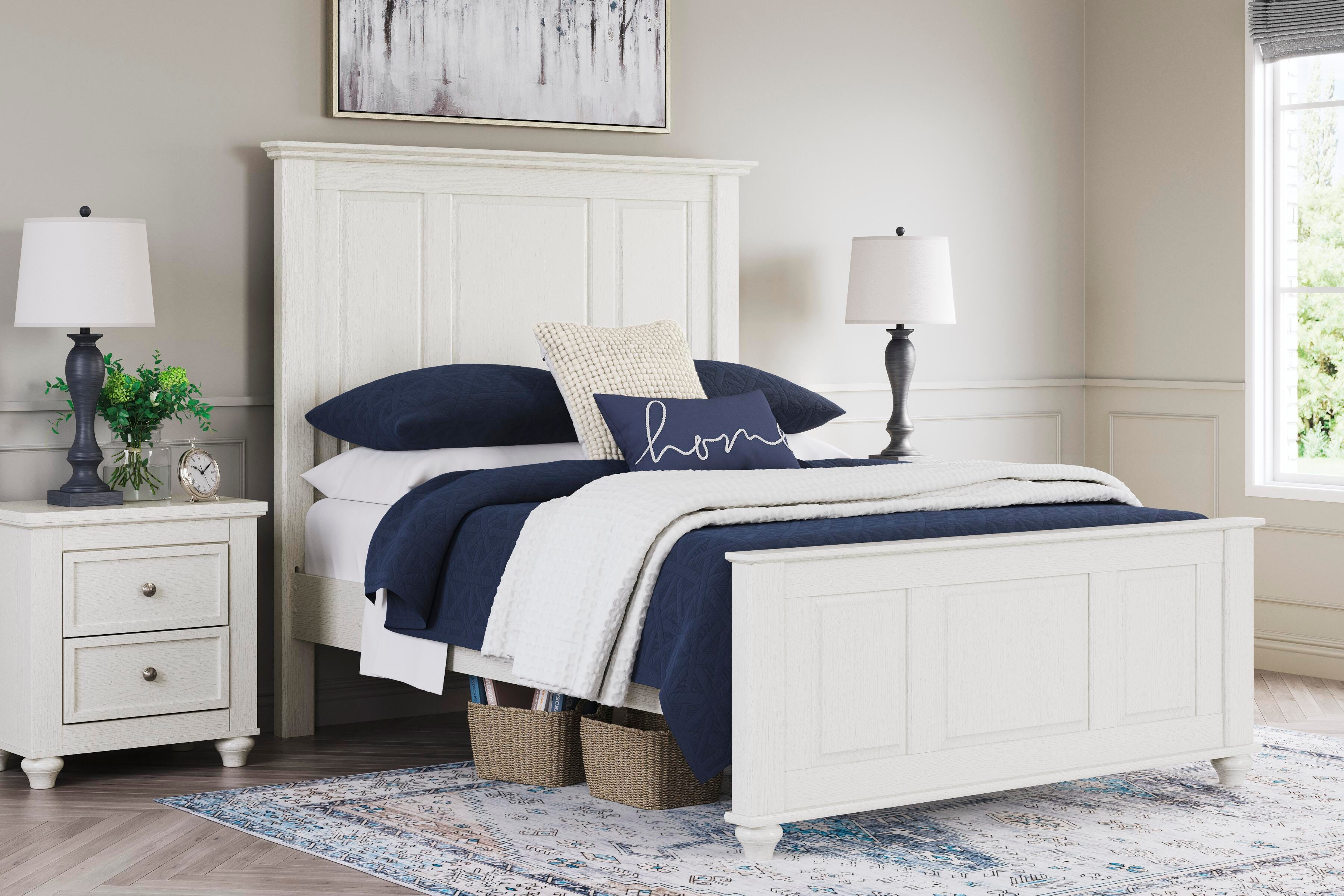 Grantoni Queen Panel Bed, White, large