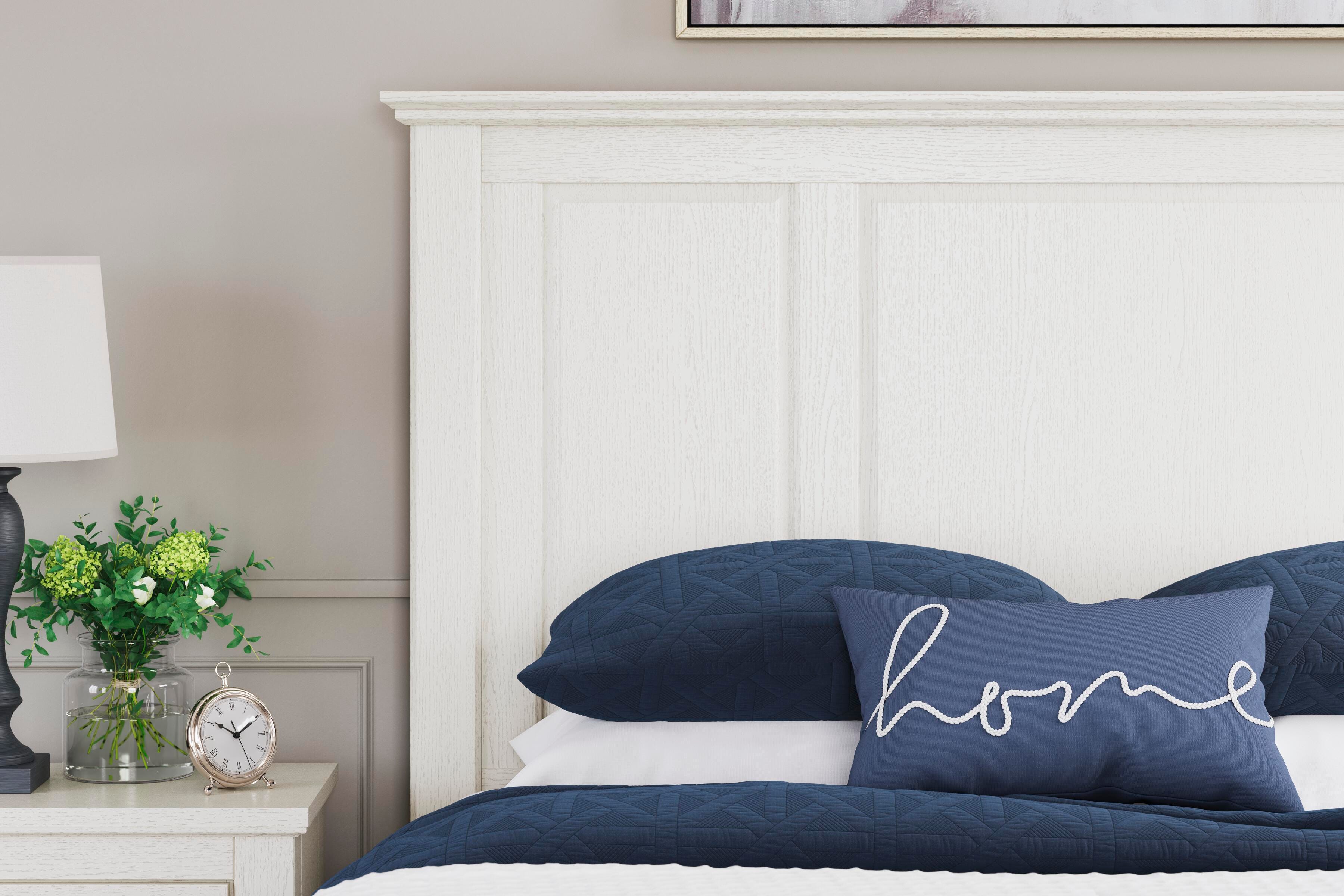 Grantoni King Panel Bed, White, large