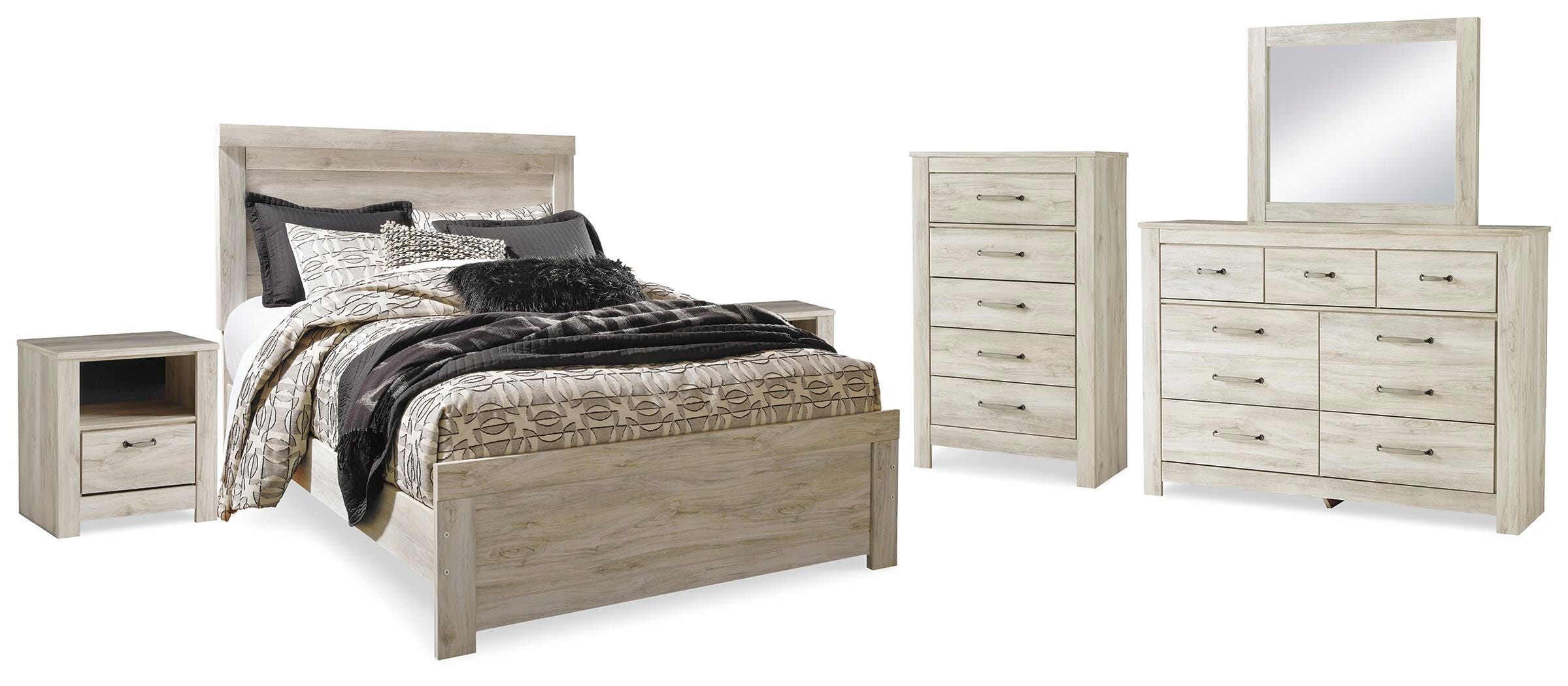 Cama Bellaby Queen con panel, tocador, espejo, cómoda y 2 mesitas de noche - image 2