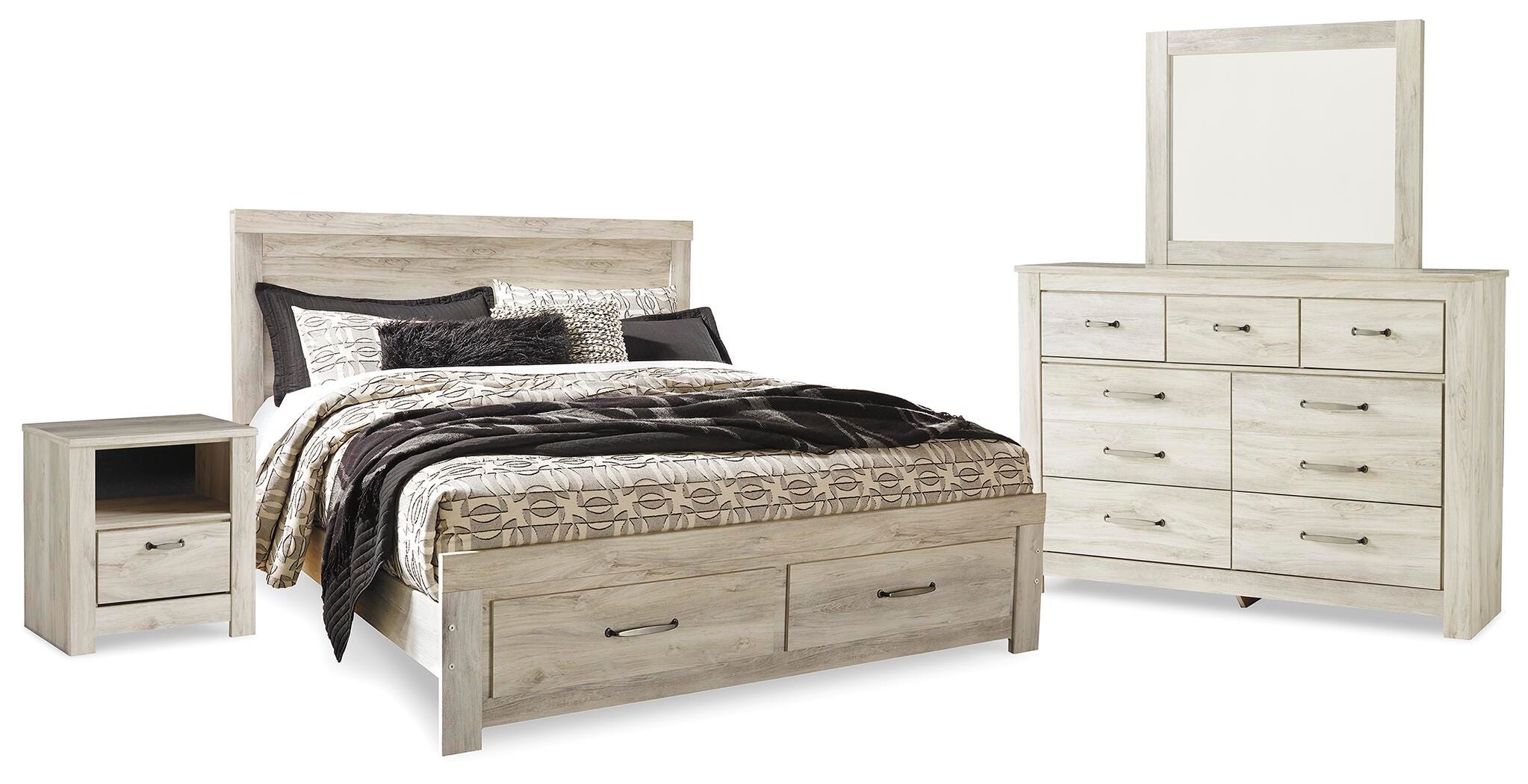 Bellaby King Panel Storage Bed, Dresser, Mirror and Nightstand - image 1