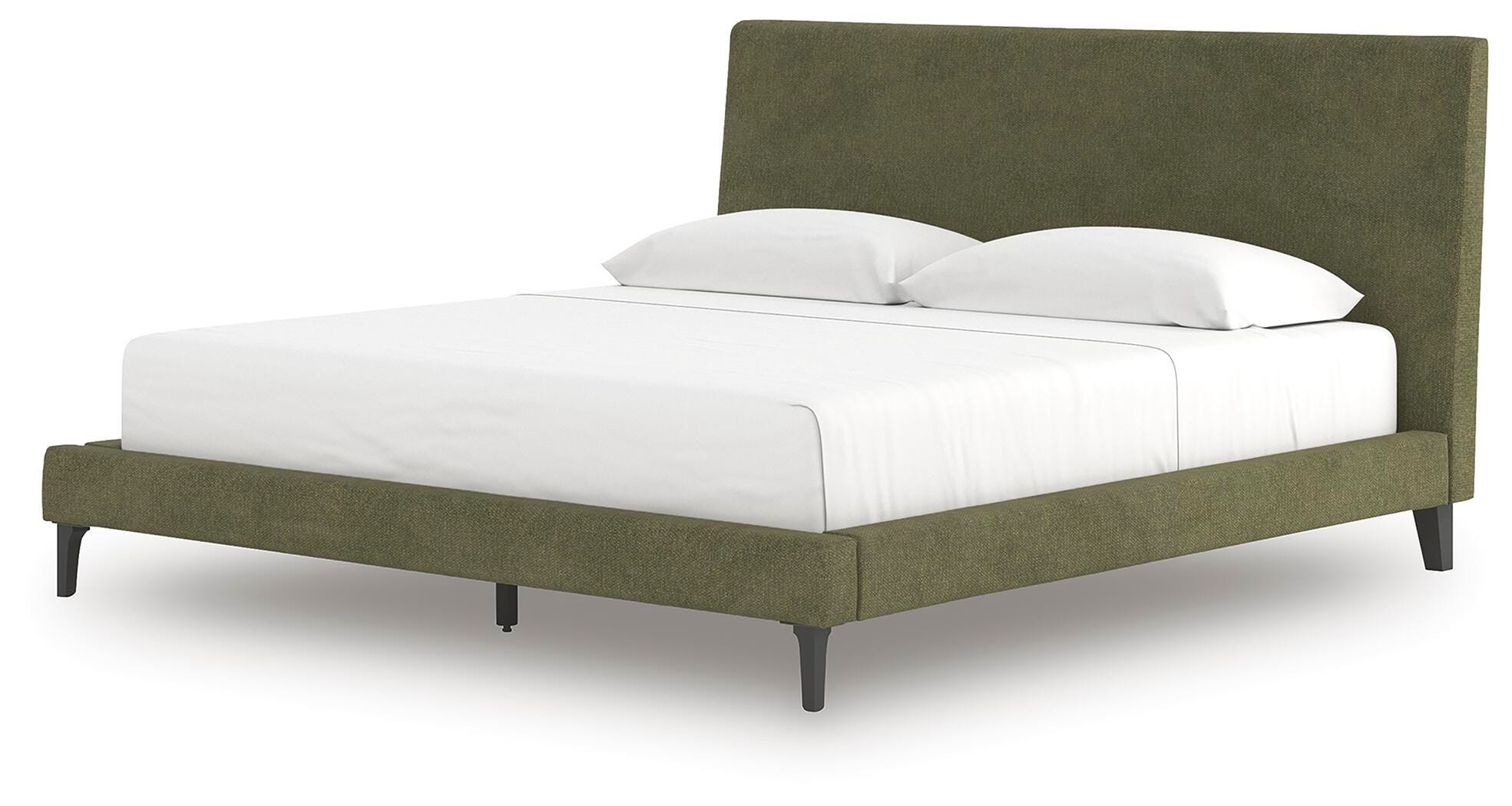 Cama tapizada tamaño king Zadilyn con somier de láminas enrollables - image 4