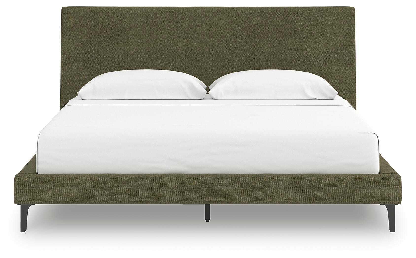 Cama tapizada tamaño king Zadilyn con somier de láminas enrollables - image 3